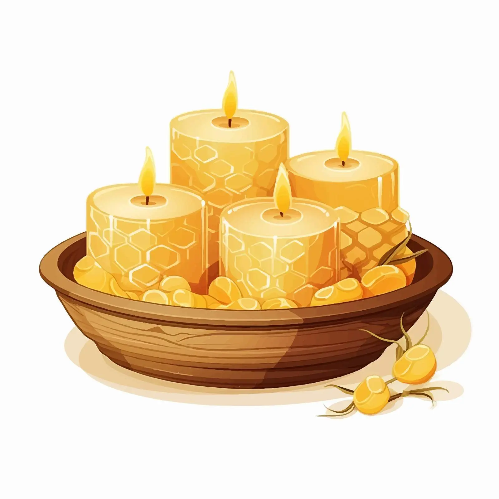 Rolled Beeswax Honeycomb Candles in Bowl — free download from Dotvec