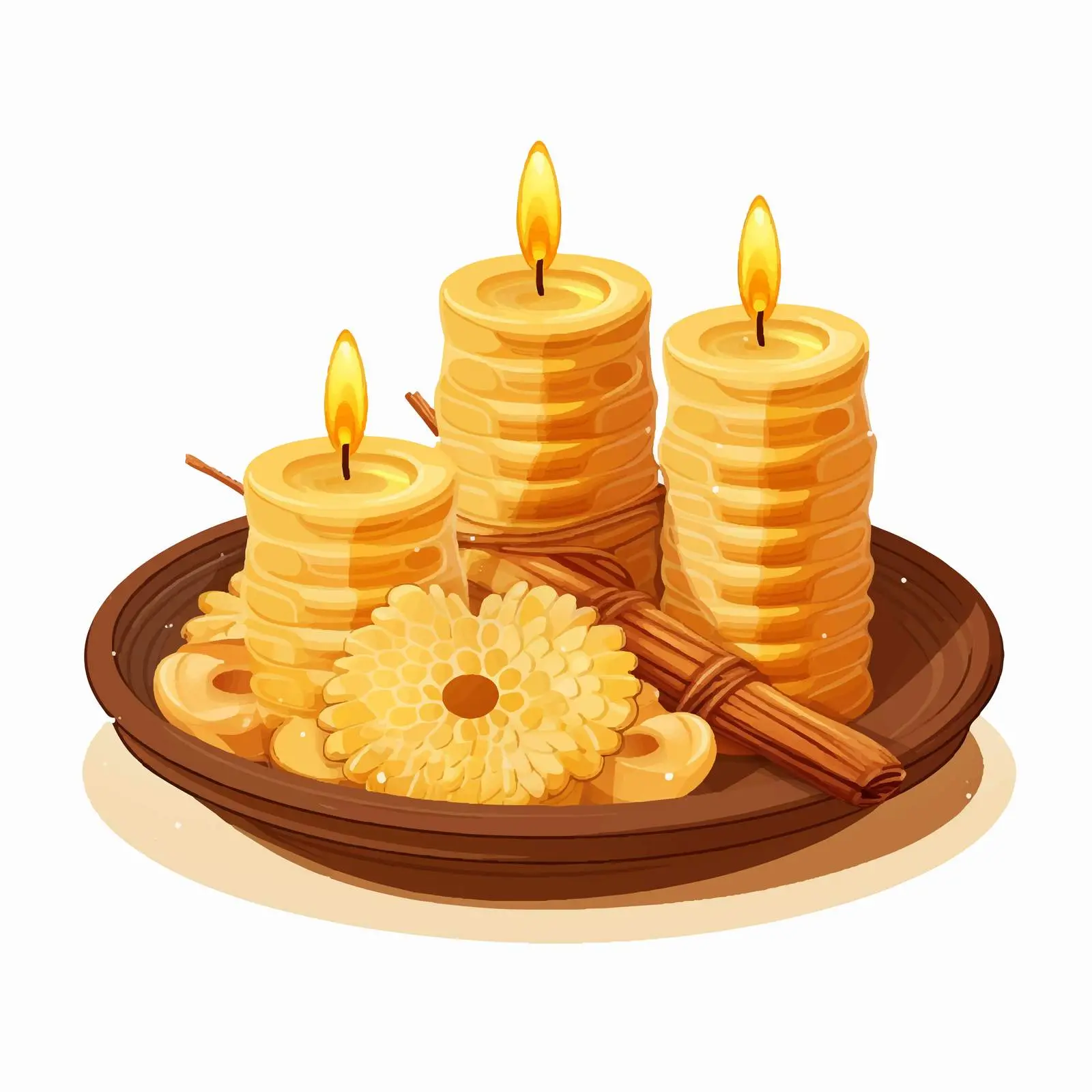 Natural Beeswax Honeycomb Candles in Decorative Bowl — free download from Dotvec