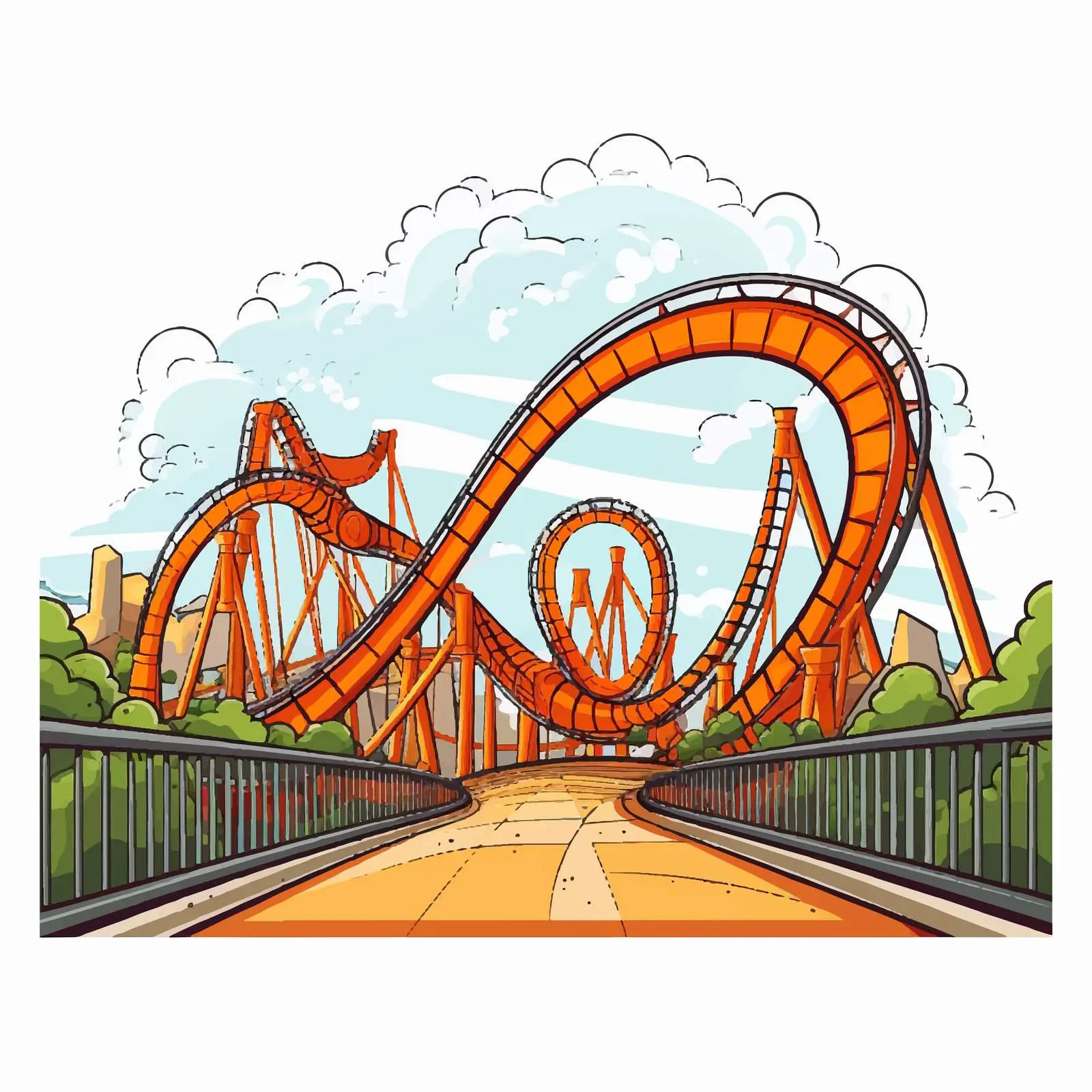 Cartoon Roller Coaster Line Vector Illustration — free download from Dotvec