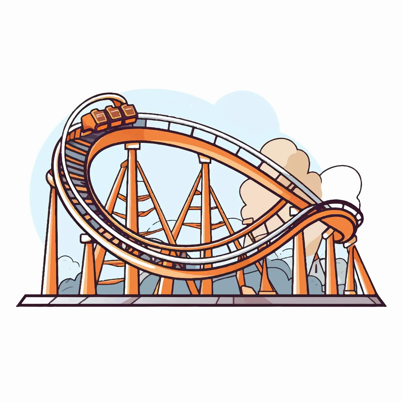 Cartoon Roller Coaster Line Vector Illustration — free download from Dotvec