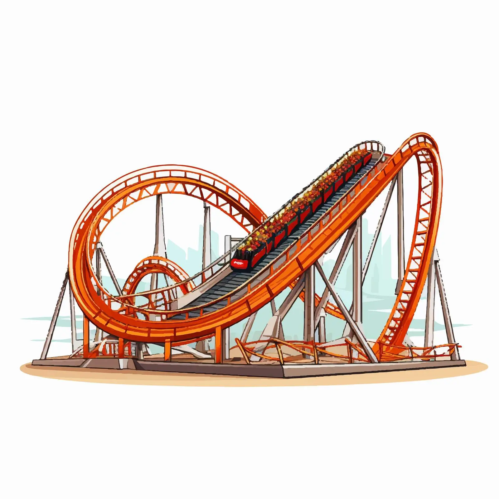Cartoon Roller Coaster Line Vector Illustration — free download from Dotvec