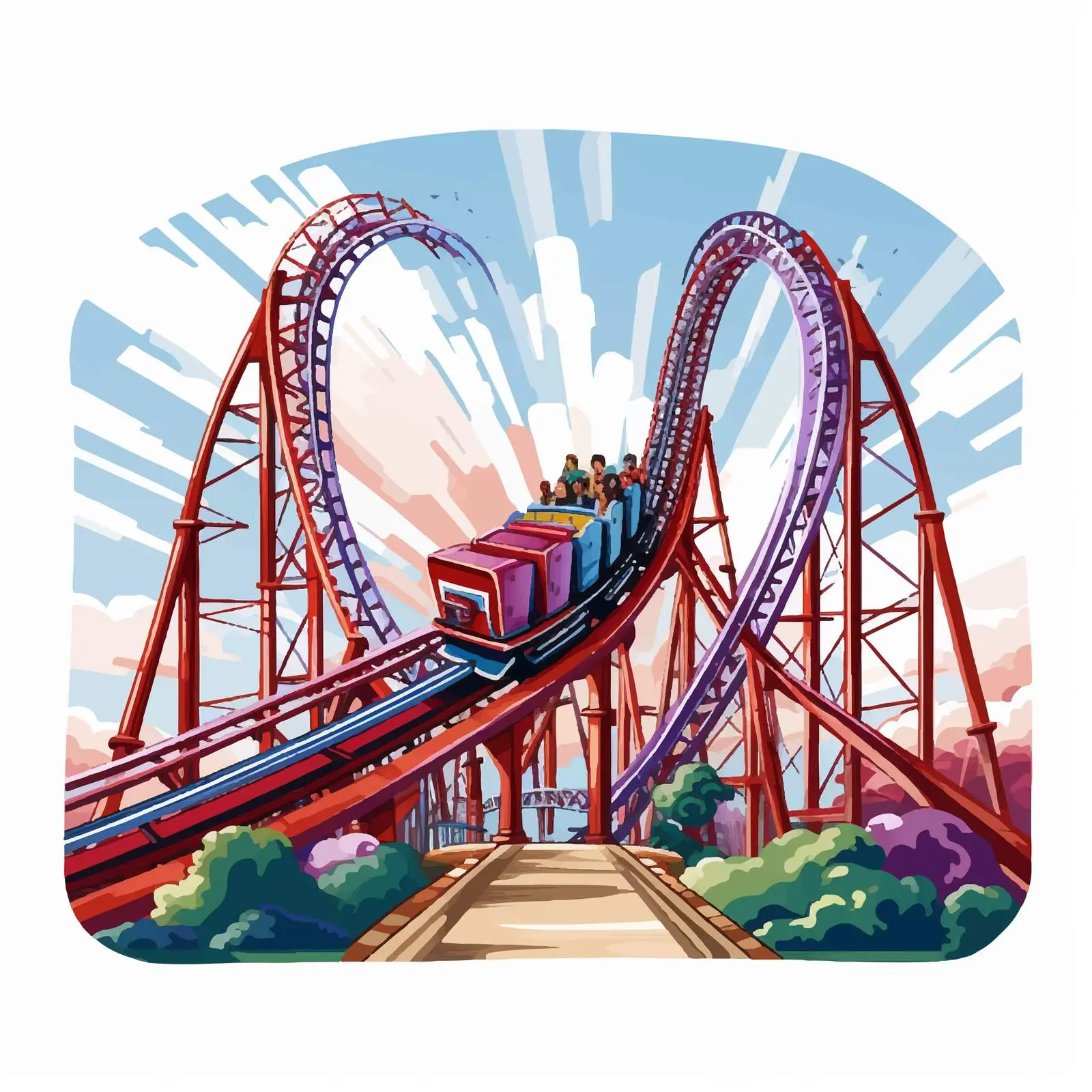 Cartoon Roller Coaster Vector Illustration — free download from Dotvec