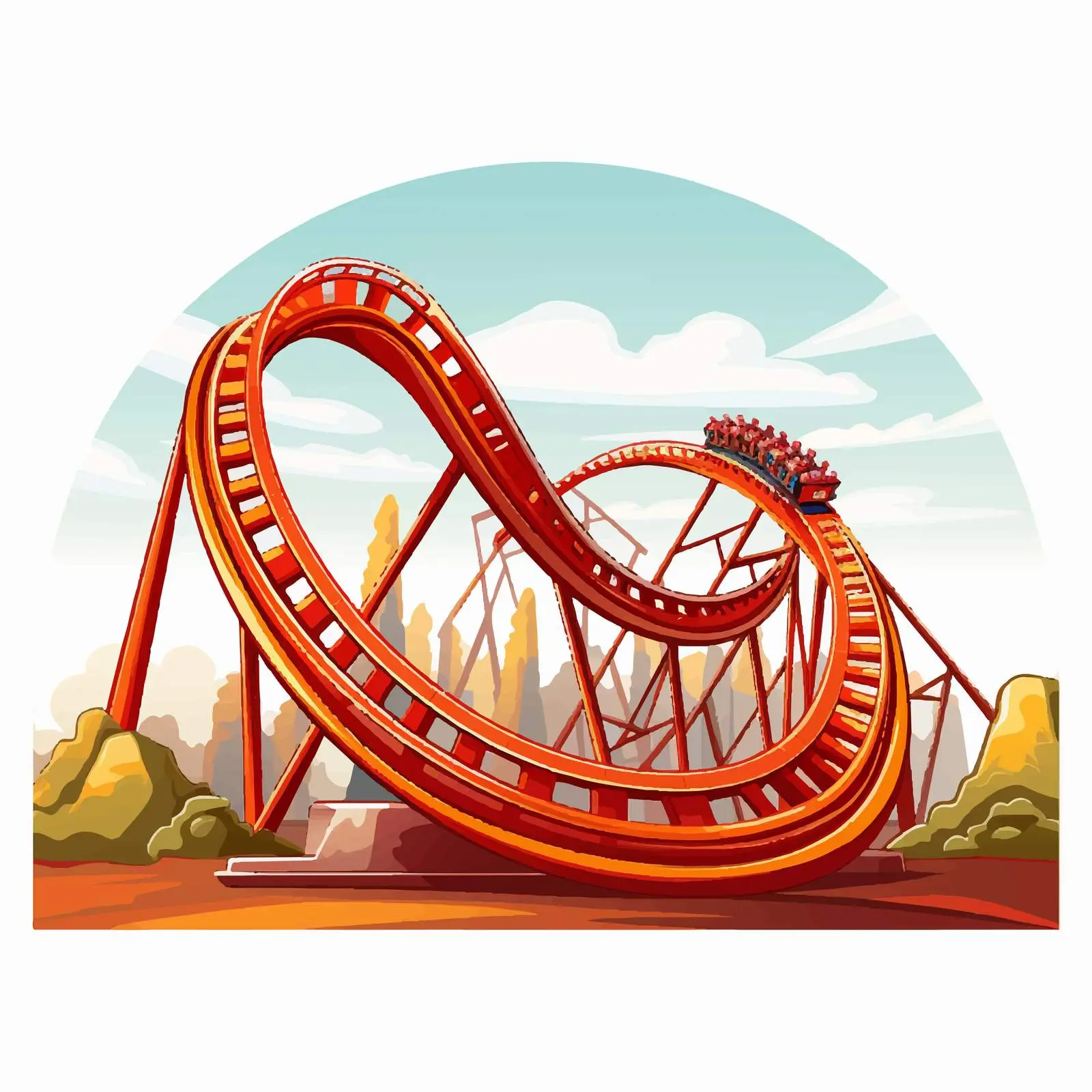 Cartoon Roller Coaster Vector Illustration — free download from Dotvec