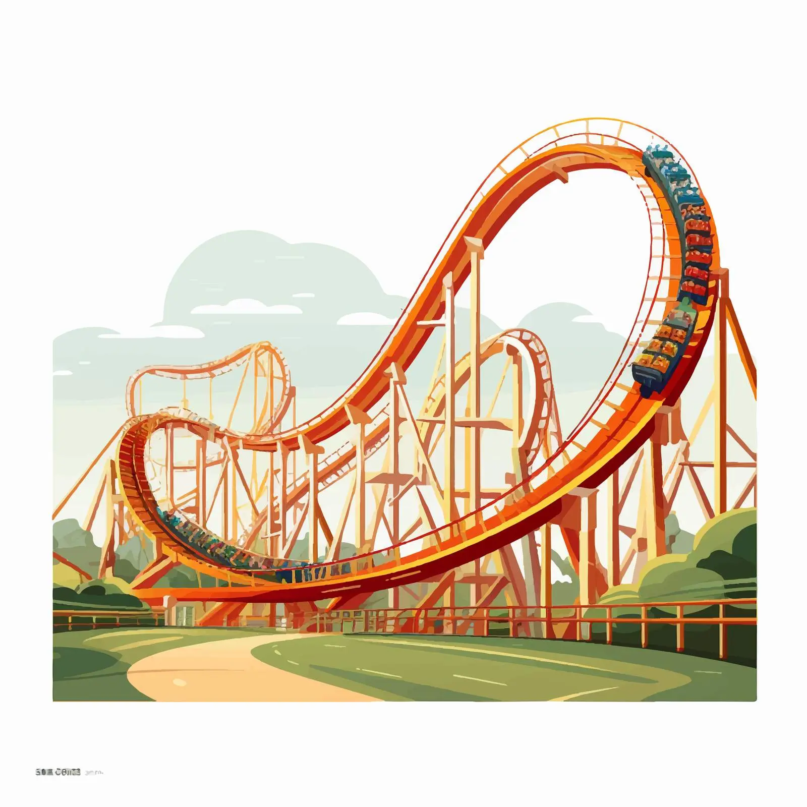 Cartoon Roller Coaster Vector Illustration — free download from Dotvec