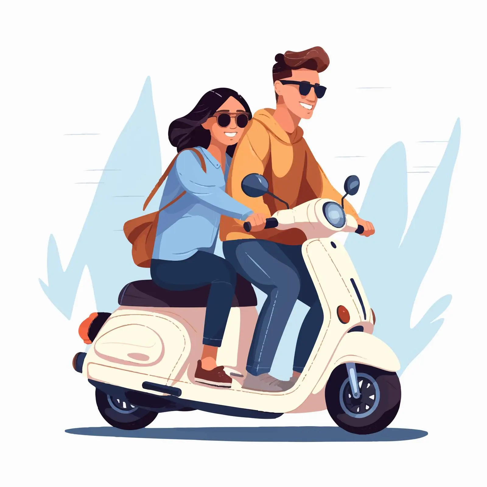 Trendy Couple Riding Scooter in Love — free download from Dotvec