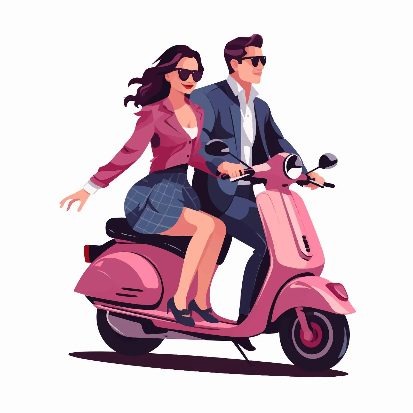 Trendy Couple Riding Scooter in Style — free download from Dotvec