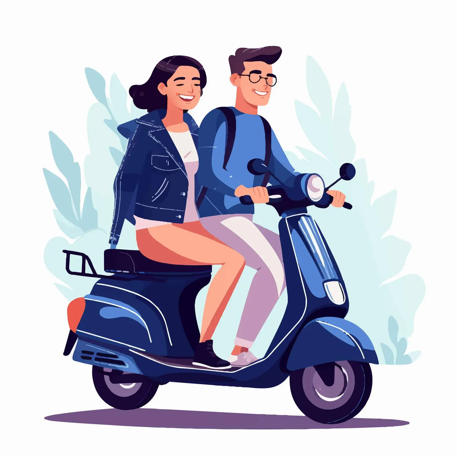 Trendy Couple Riding Scooter Together — free download from Dotvec