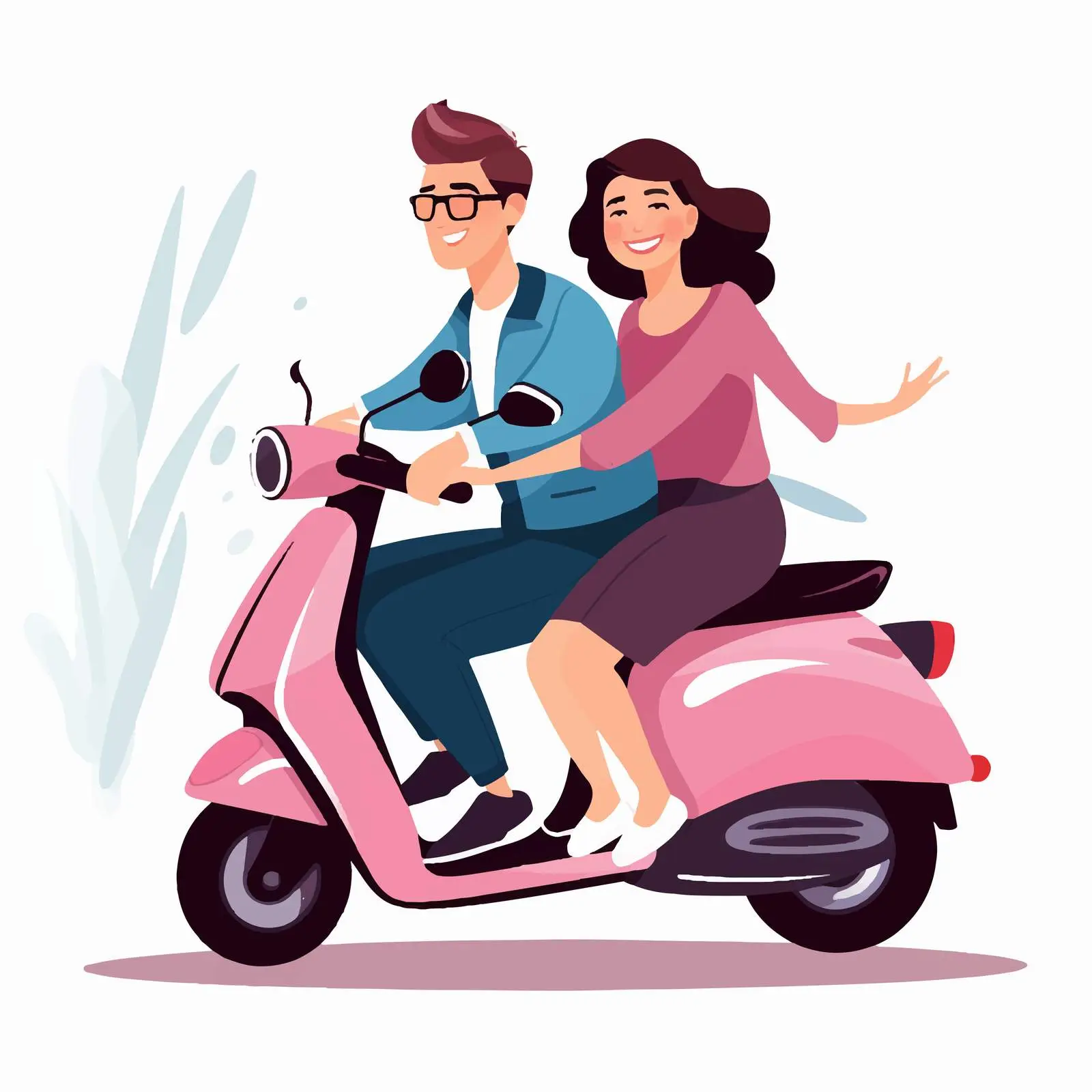 Trendy Couple Riding Scooter in Style — free download from Dotvec