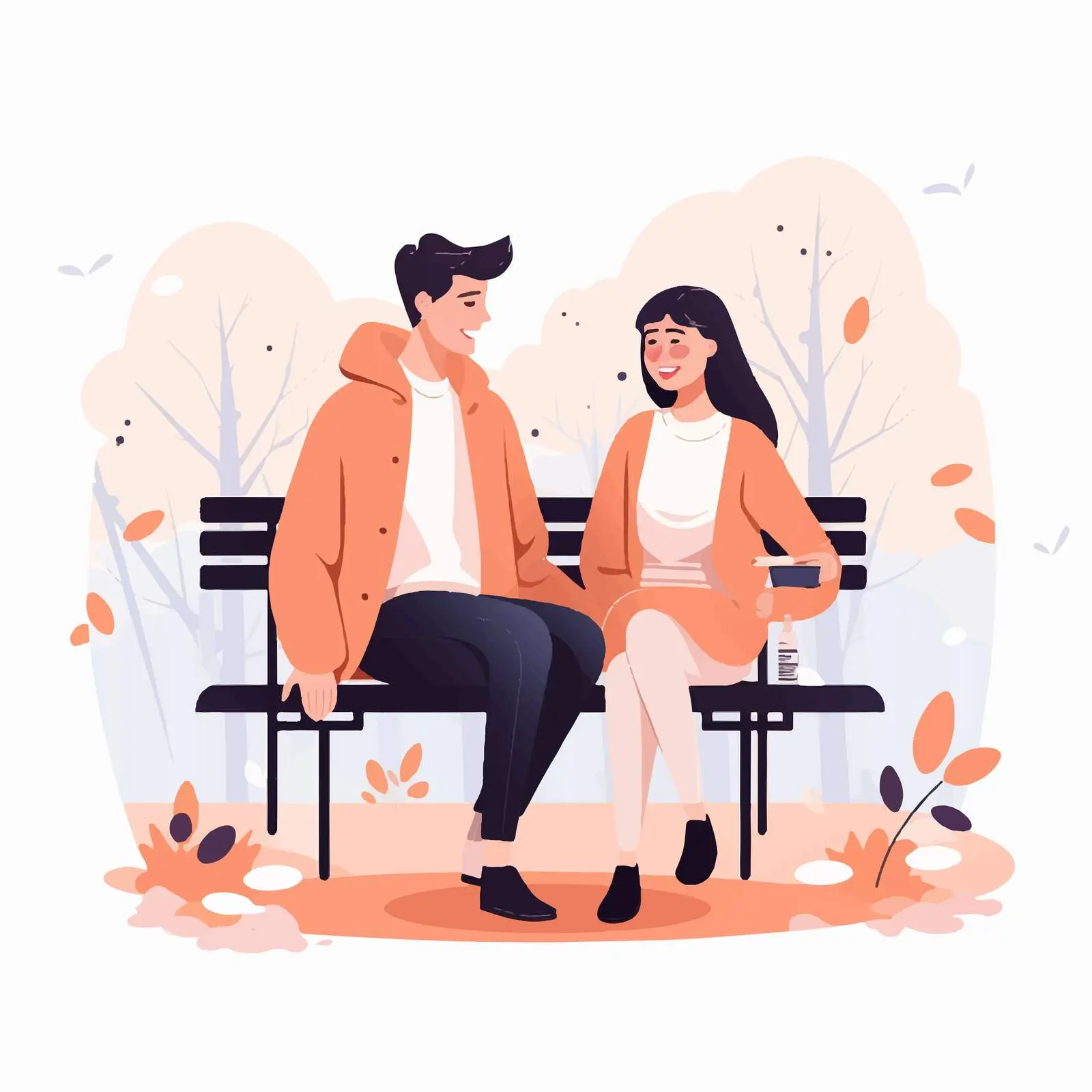 Romantic Couple Talking on a Park Bench – free bench image from Dotvec