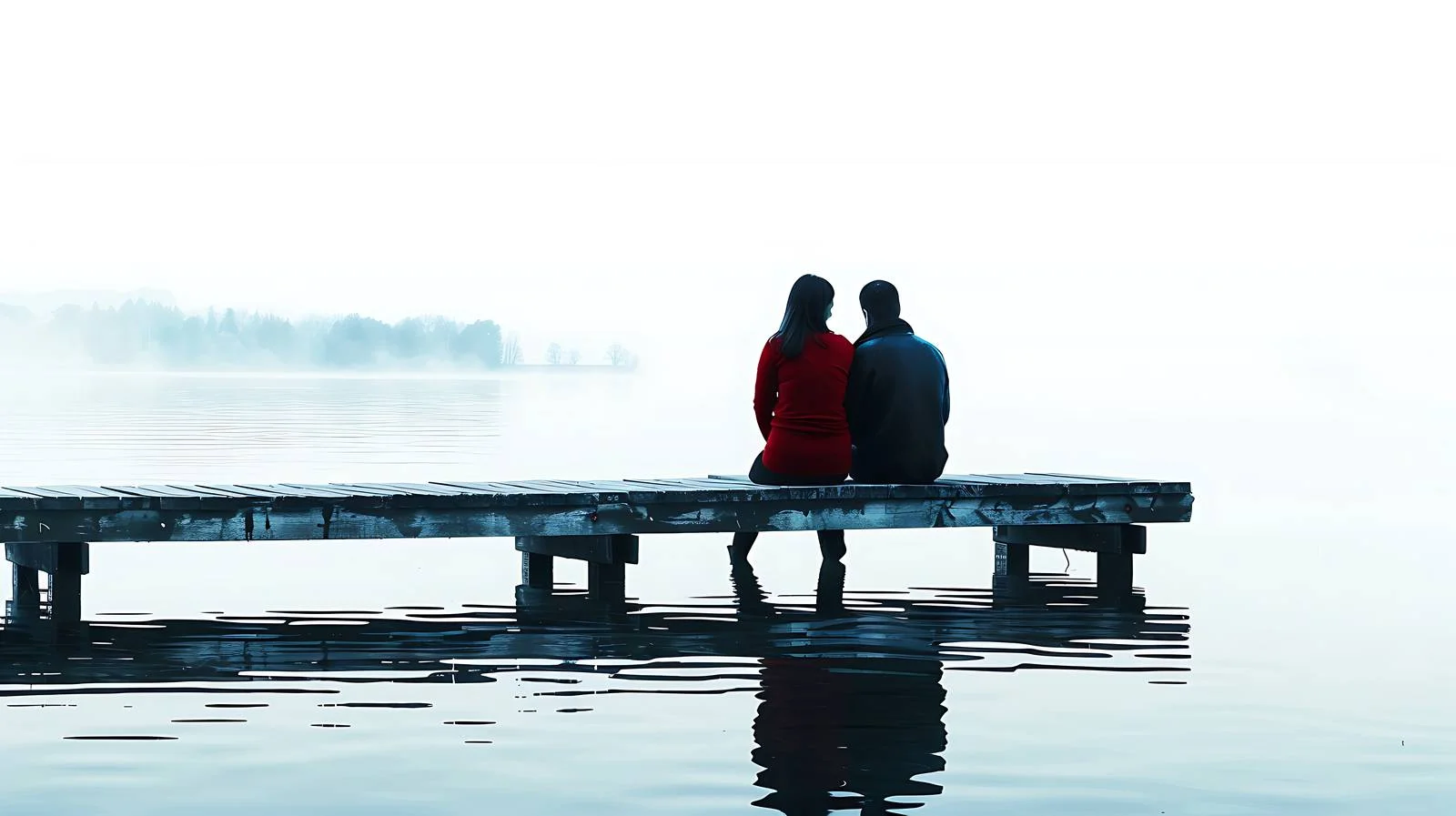 Tranquil Lakeside Couple on Jetty — free download from Dotvec