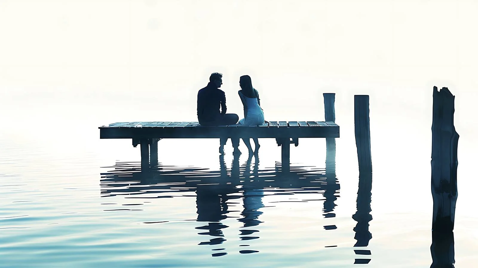 Serene Lakefront Couple on Jetty — free download from Dotvec