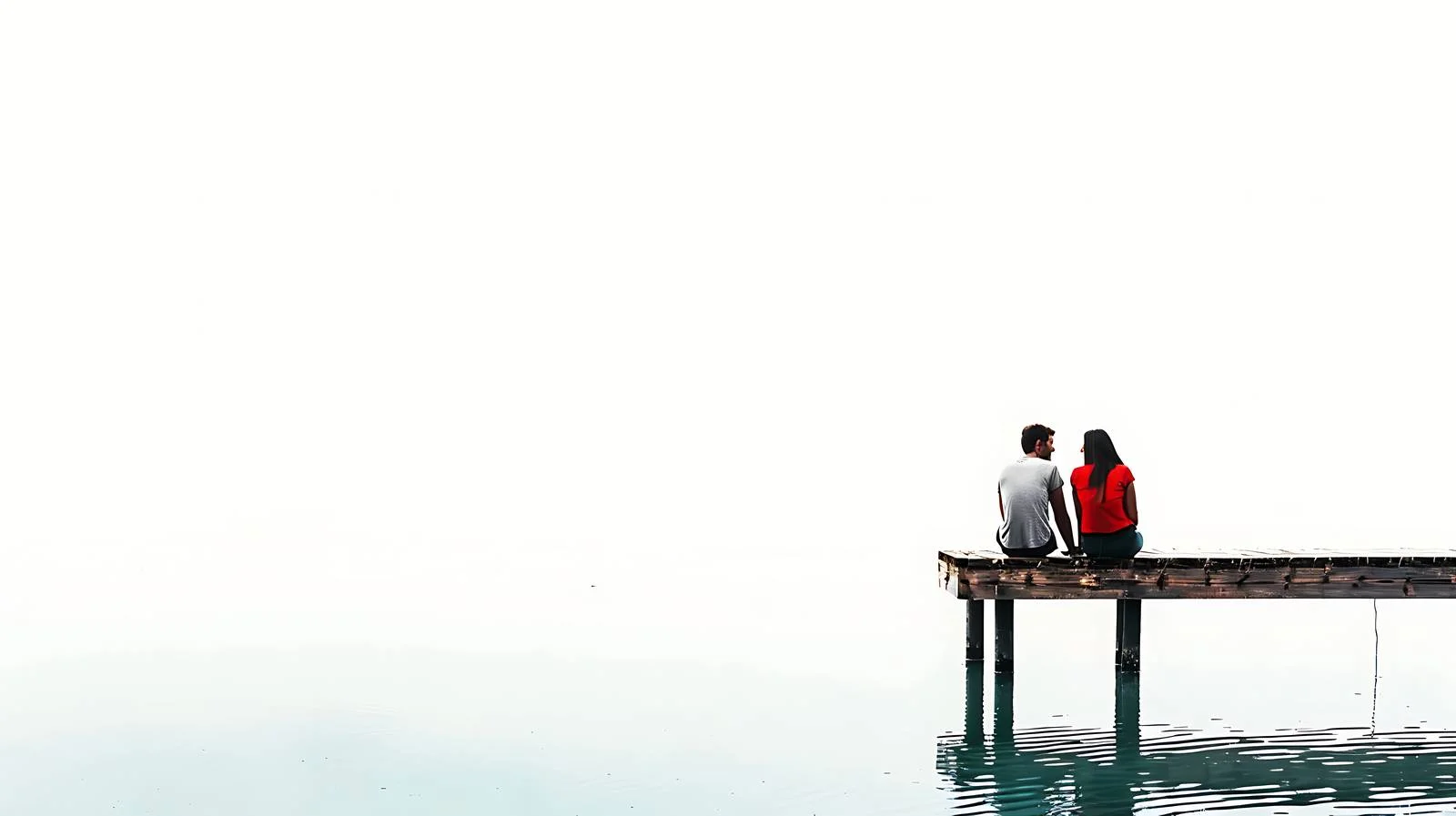 Tranquil Lake Jetty Couple — free download from Dotvec