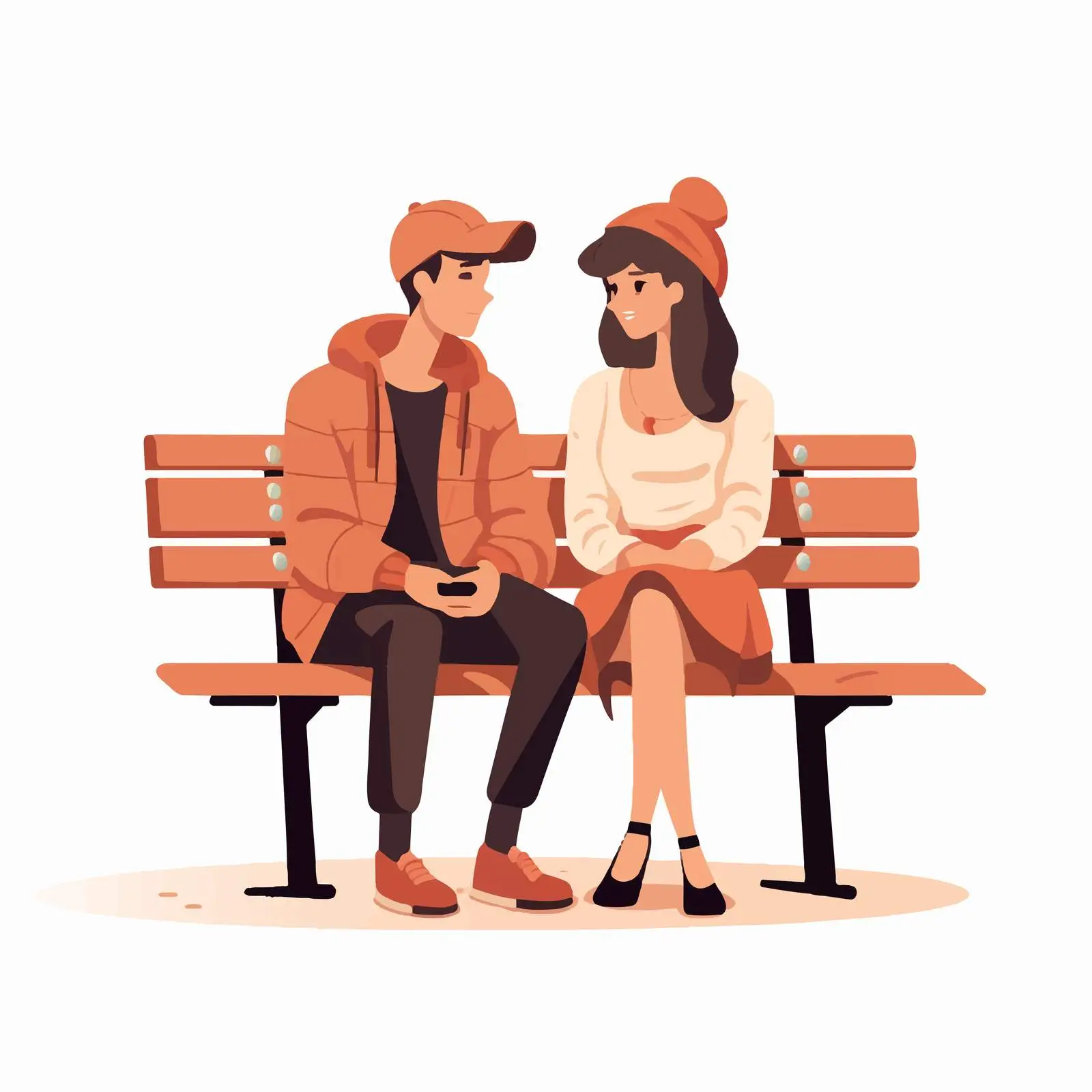 Romantic Couple Sitting on Bench Vector Art — free download from Dotvec