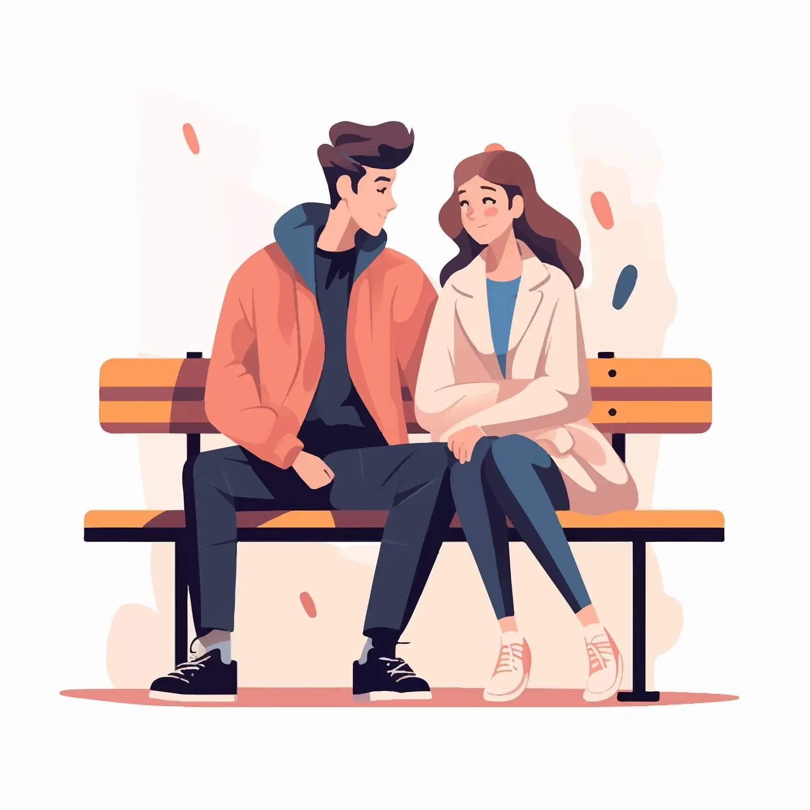Romantic Couple Sitting on Bench Together — free download from Dotvec