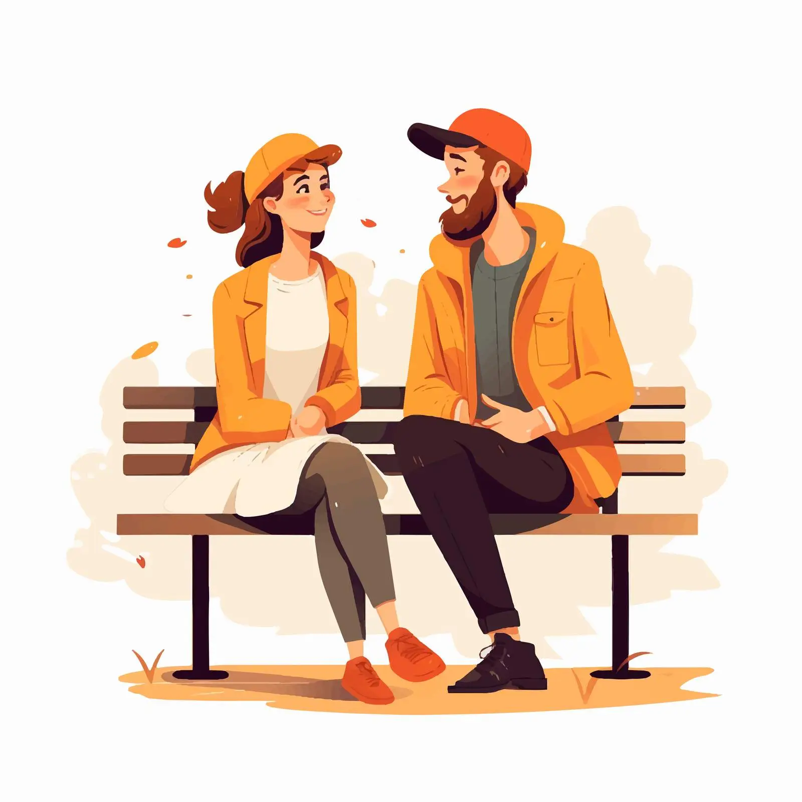Romantic Couple Sitting on Bench Illustration — free download from Dotvec