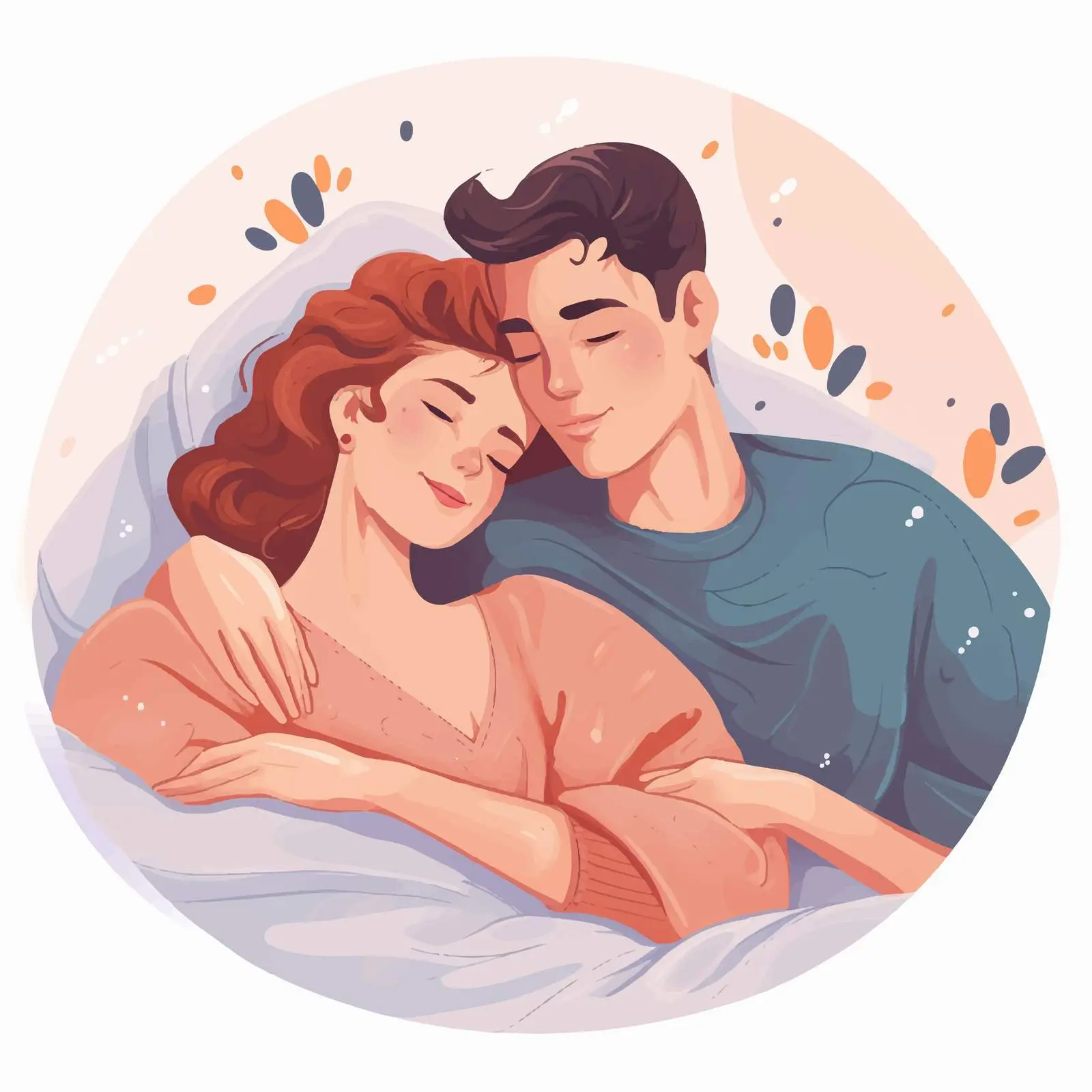 Romantic Happy Couple Sleeping on Colorful Bed — free download from Dotvec