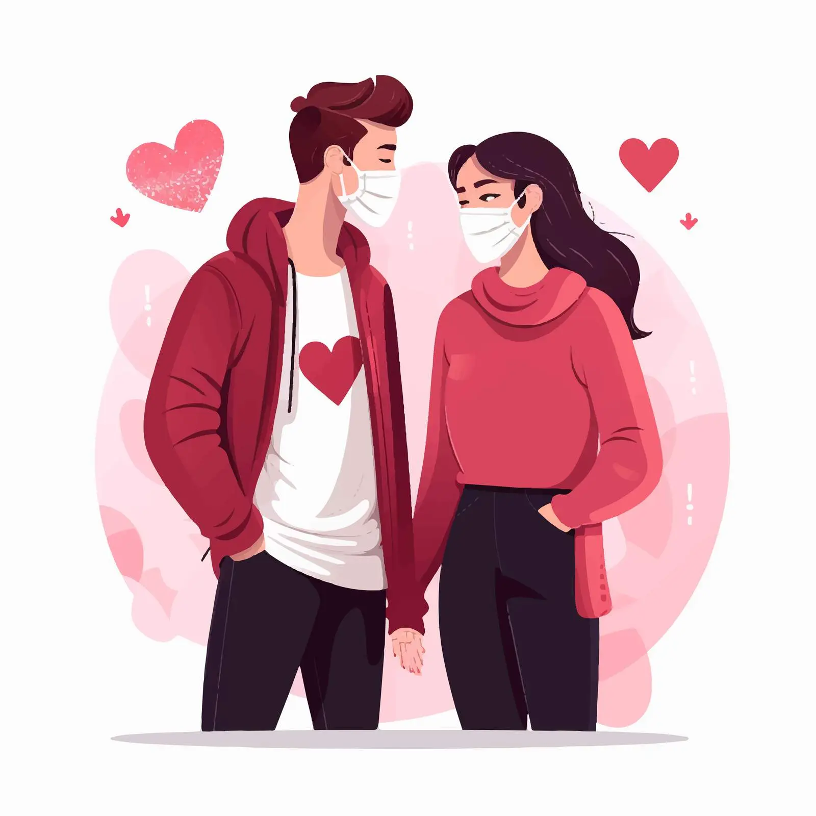 Romantic Young Couple in Face Masks — free download from Dotvec