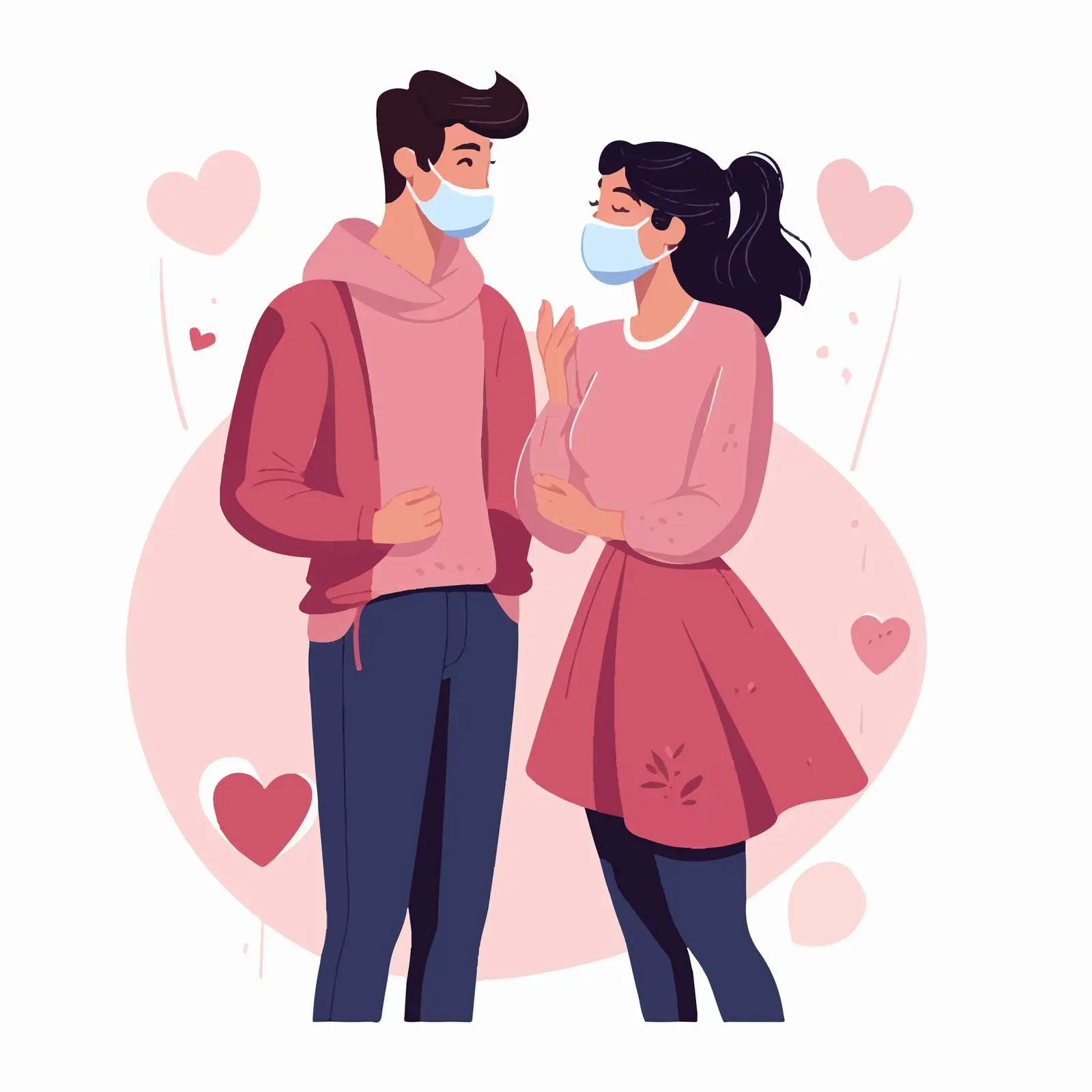 Romantic Young Couple in Face Masks — free download from Dotvec