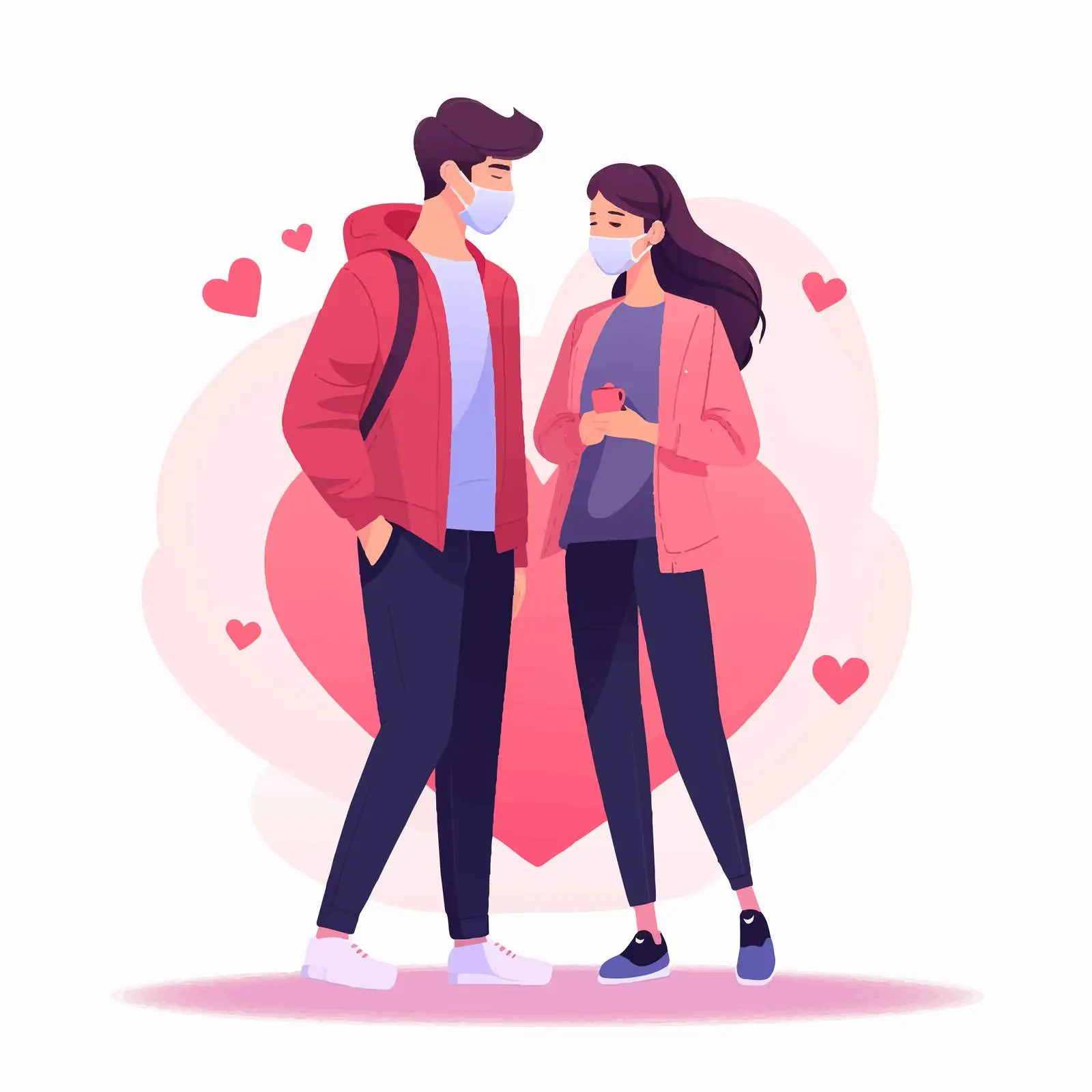 Young Couple in Face Masks Embracing Love — free download from Dotvec