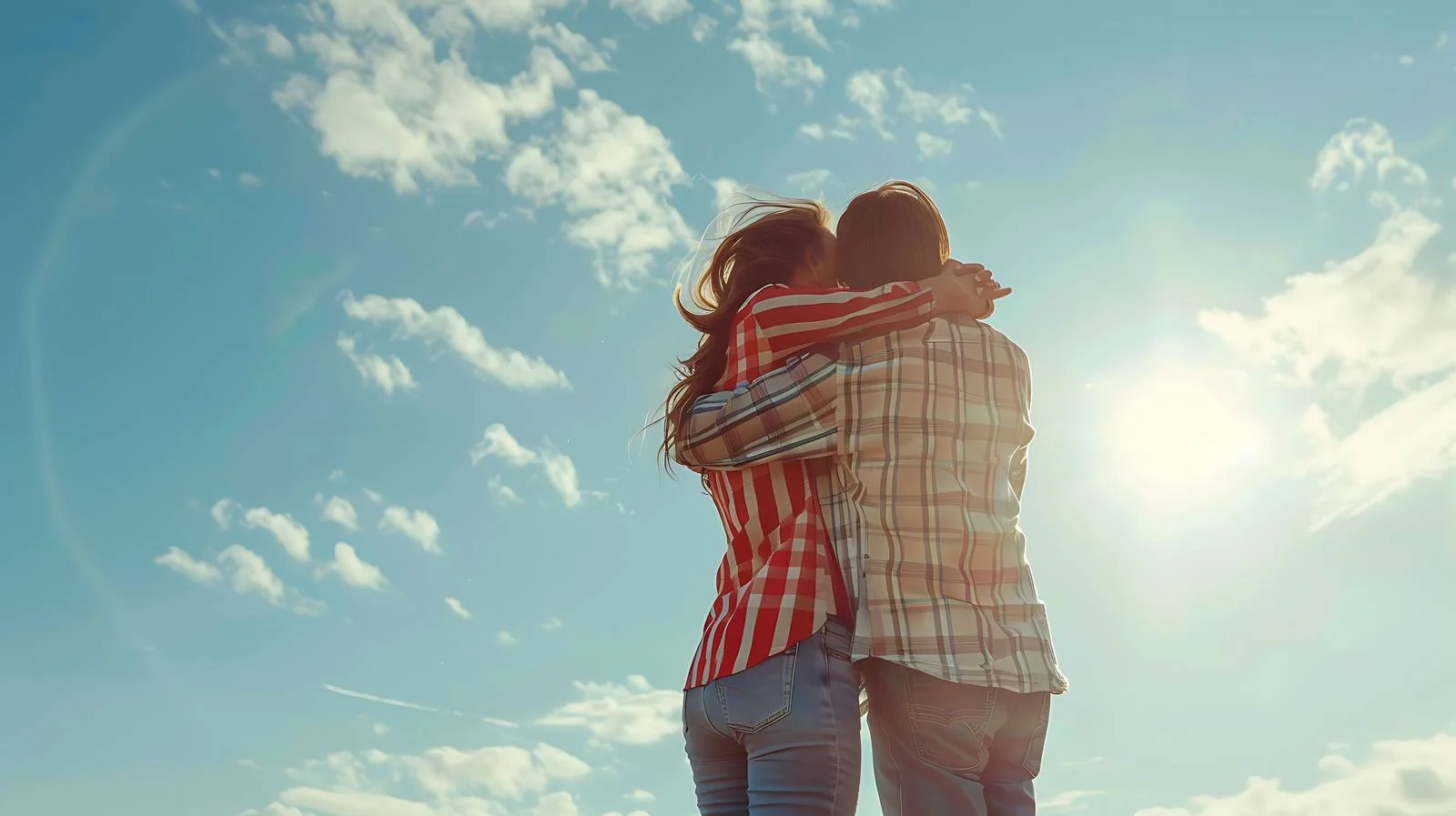 Embracing Mid Adult Couple Against Sky — free download from Dotvec