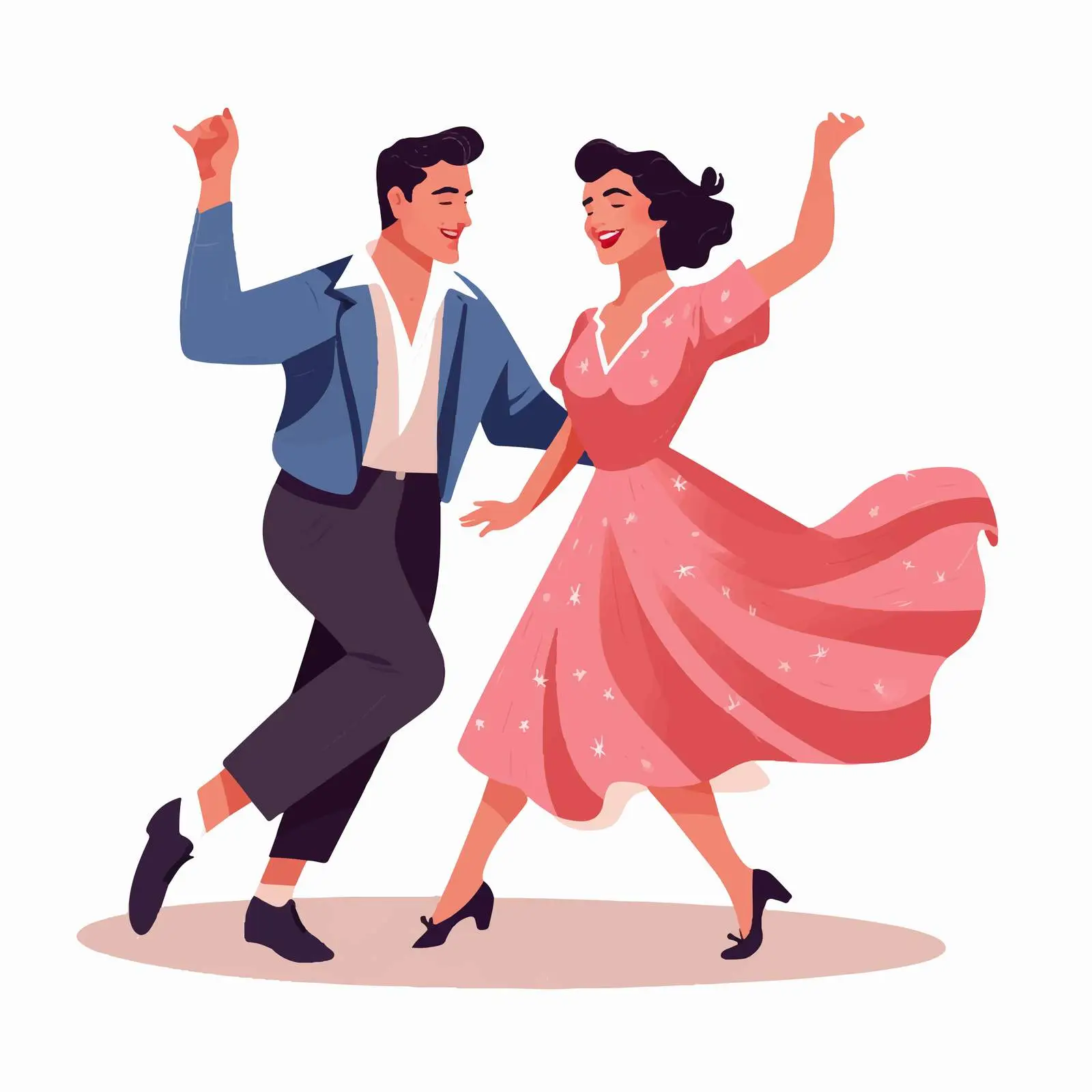 Romantic Pair Dancing Lindy Hop Holding Hands — free download from Dotvec