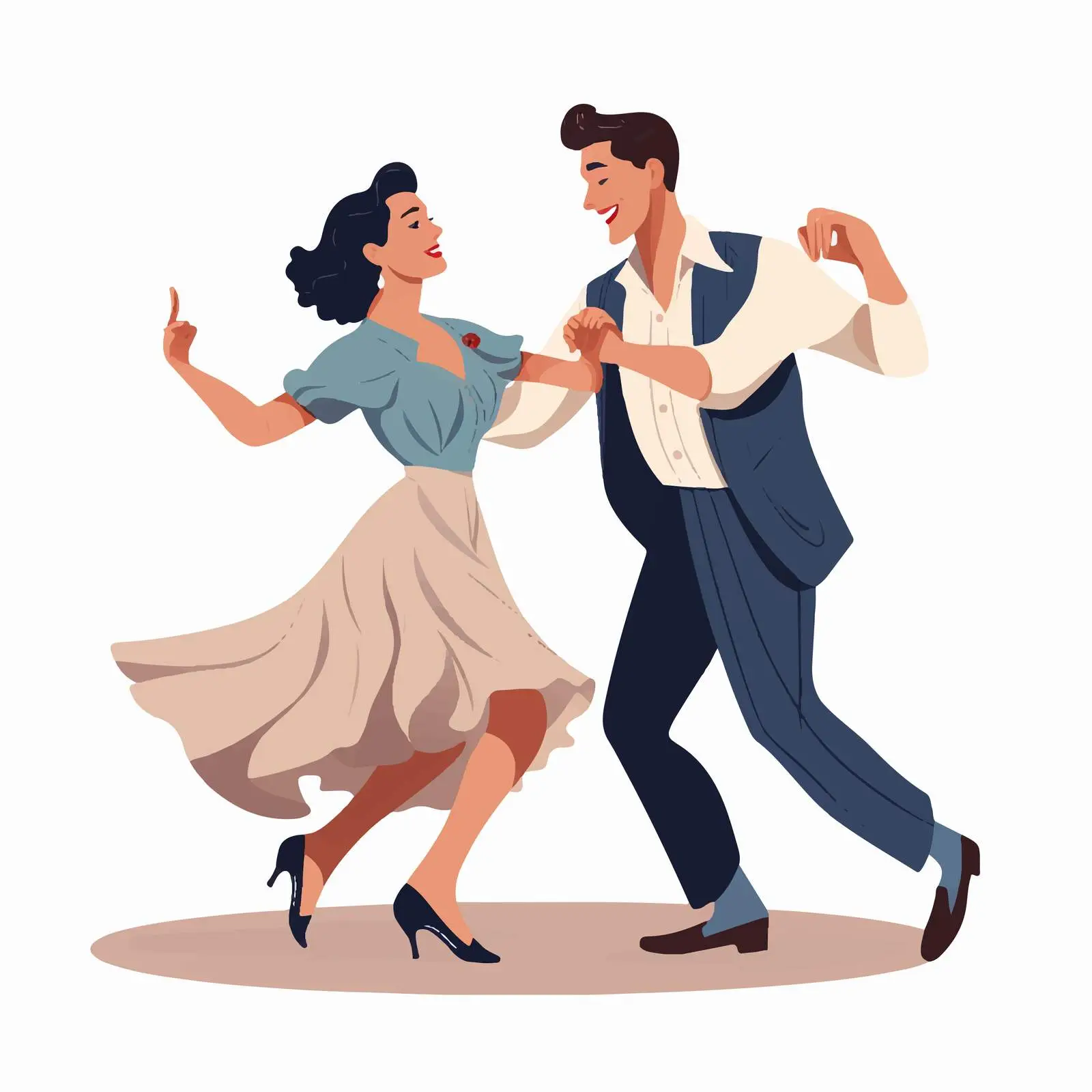 Romantic Dance Couple Holding Hands in Lindy Hop — free download from Dotvec