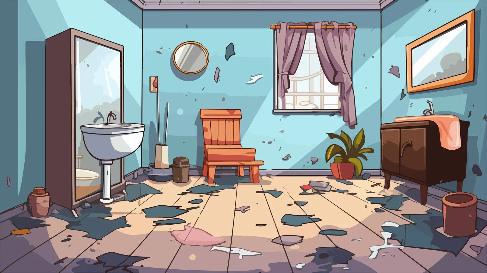 Clean vs Dirty Room Vector Illustration — free download from Dotvec