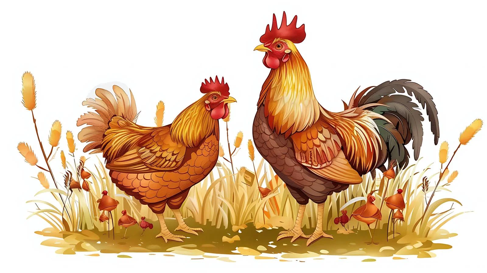 Rustic Farm Rooster and Chicken — free download from Dotvec