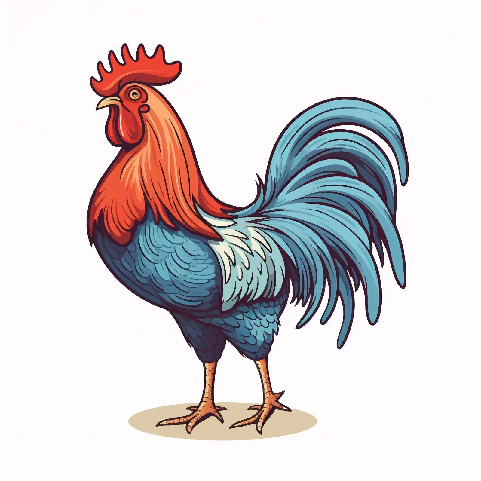 Cartoon Rooster Line Vector Illustration — free download from Dotvec