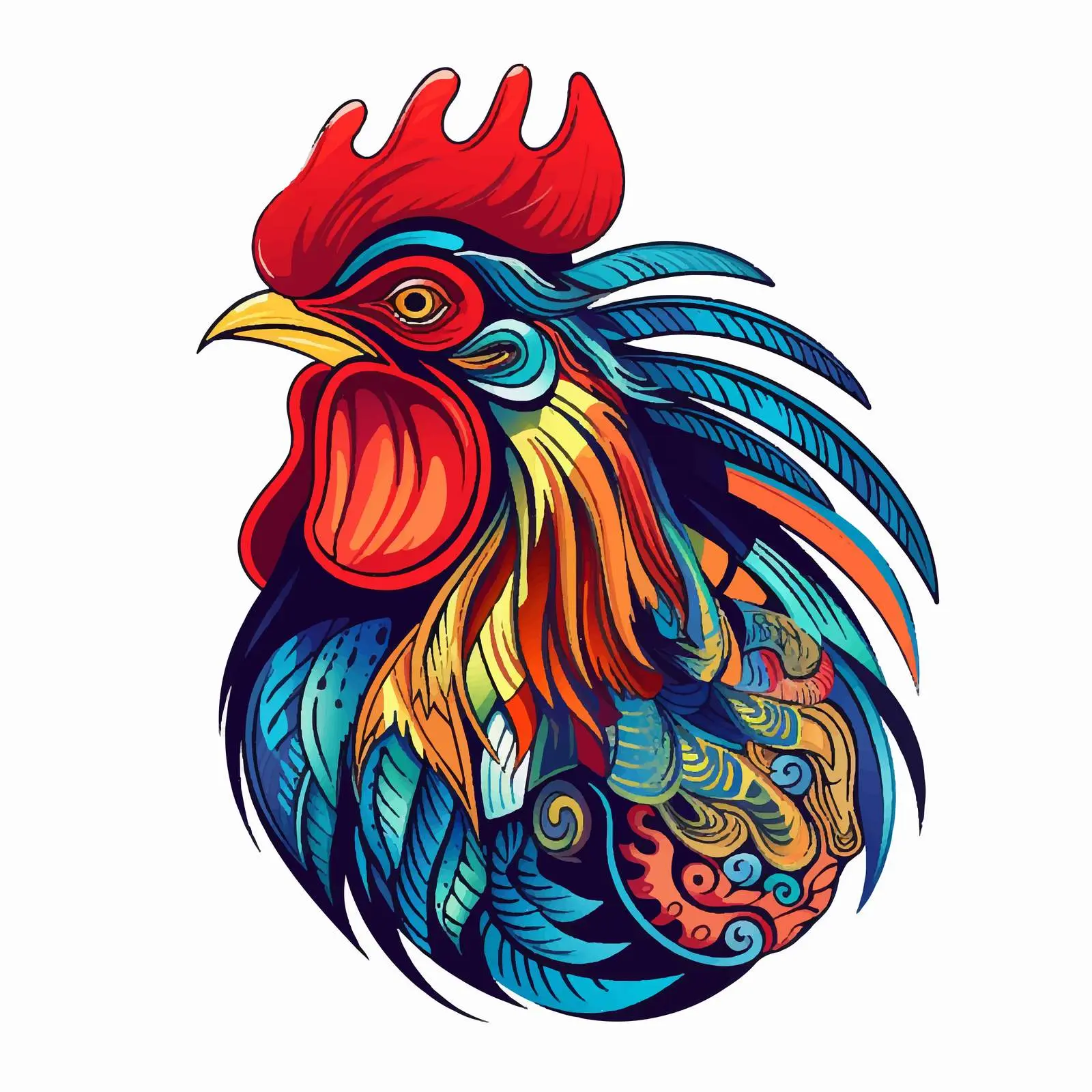 Cartoon Rooster Line Vector Illustration — free download from Dotvec