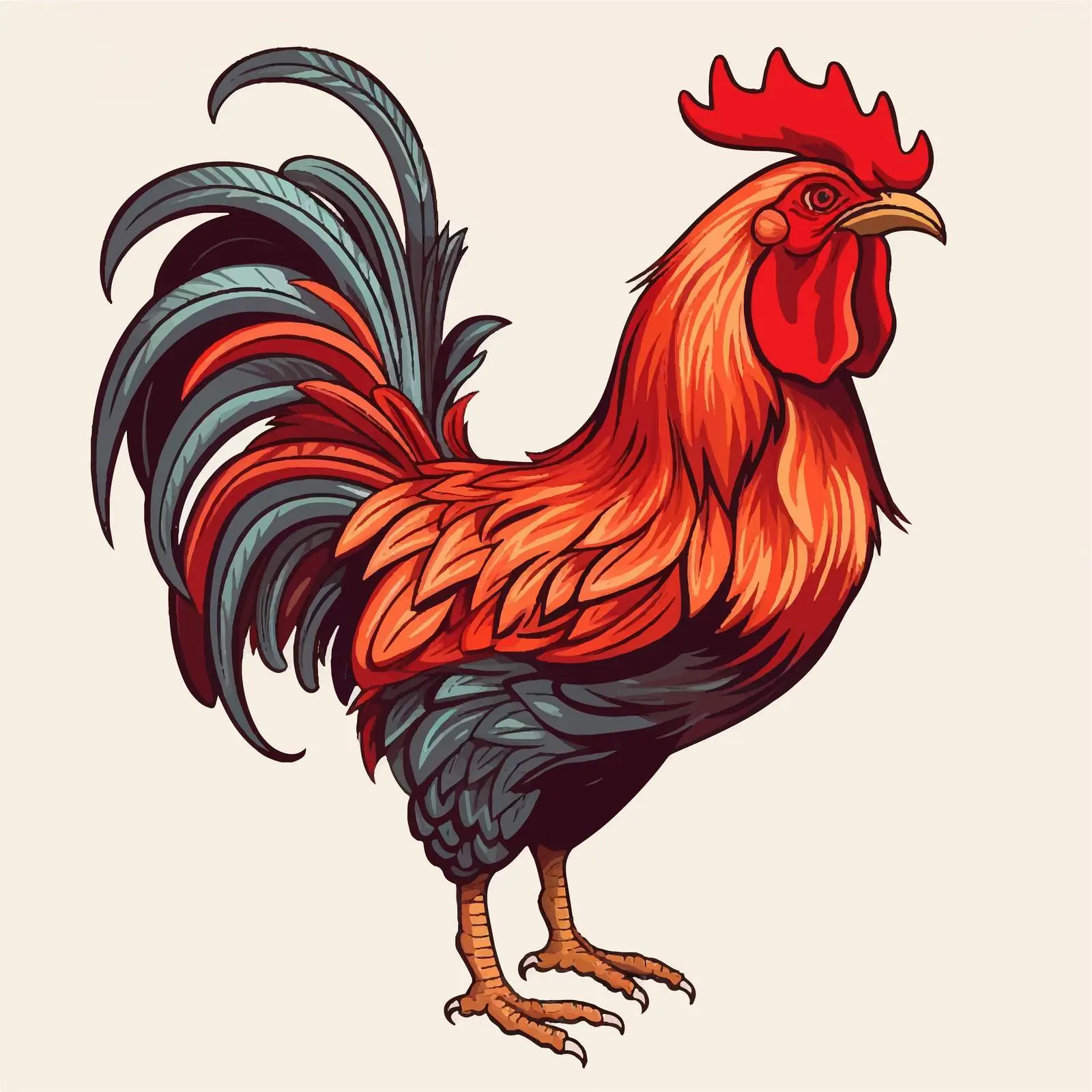 Rooster Line Vector Illustration on White Background — free download from Dotvec