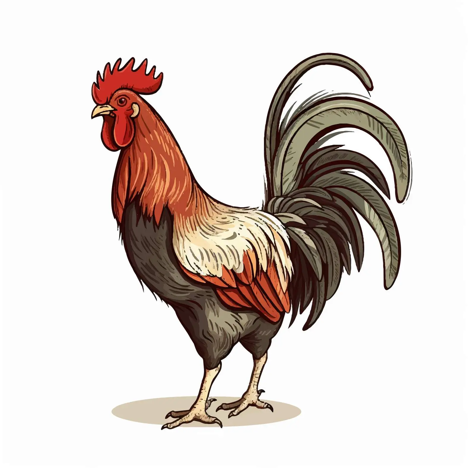 Rooster Outline Vector Illustration on White Background — free download from Dotvec