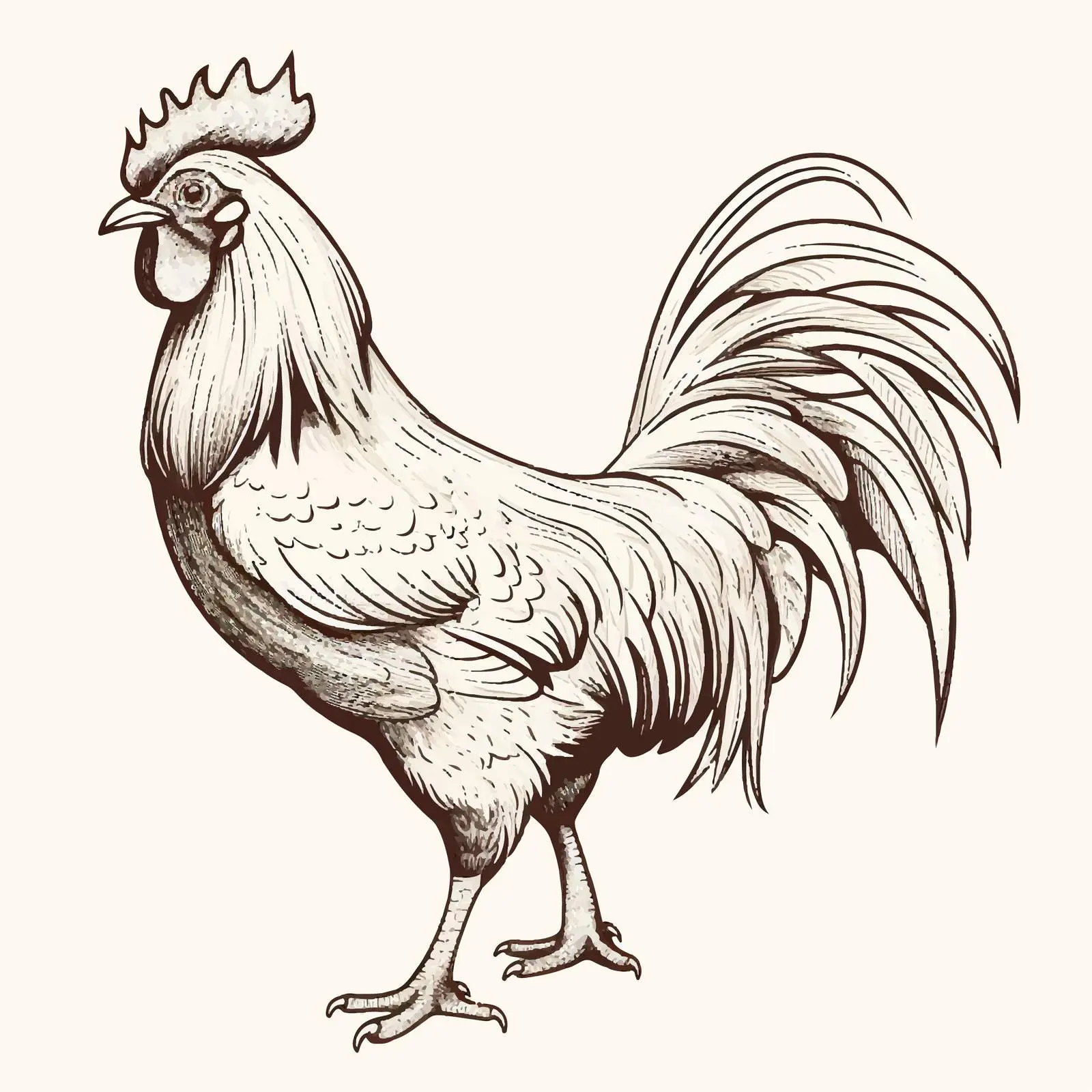Rooster Outline Vector Illustration on White Background — free download from Dotvec