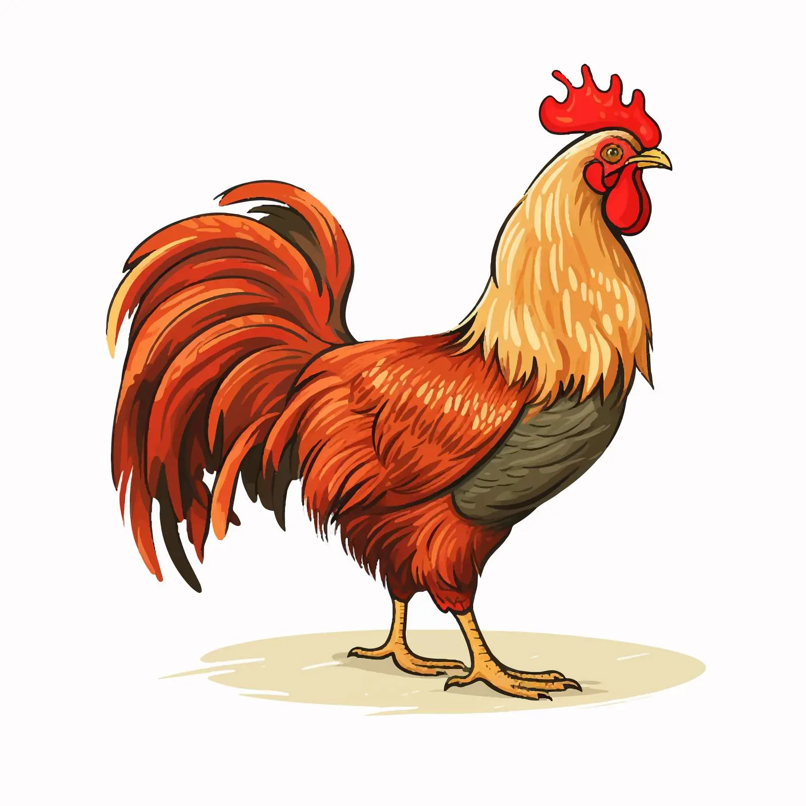 Cartoon Rooster Walking Line Vector Illustration — free download from Dotvec