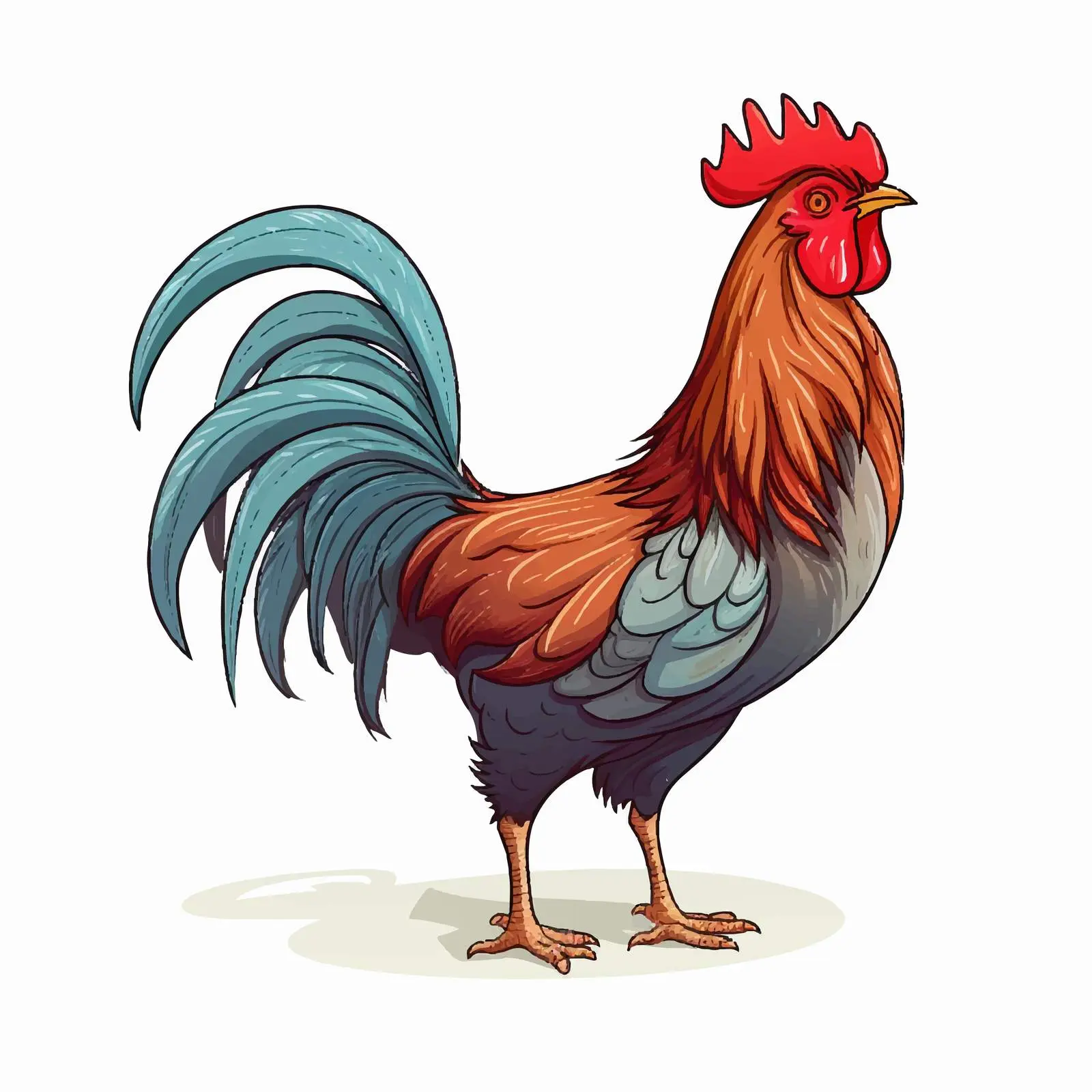 Cartoon Rooster Walking Vector Illustration — free download from Dotvec