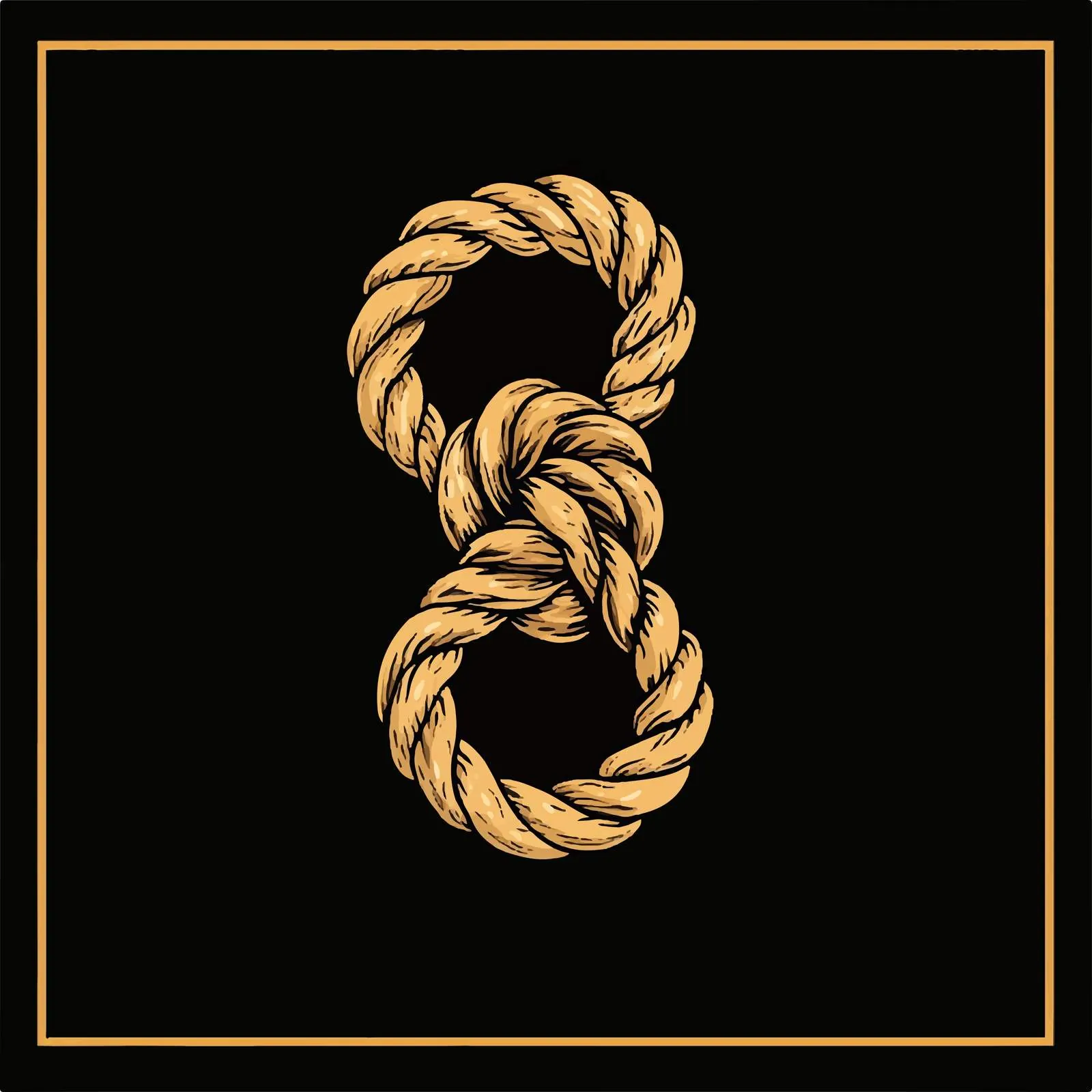 Flat Rope Knot Vector Illustration in Frame — free download from Dotvec
