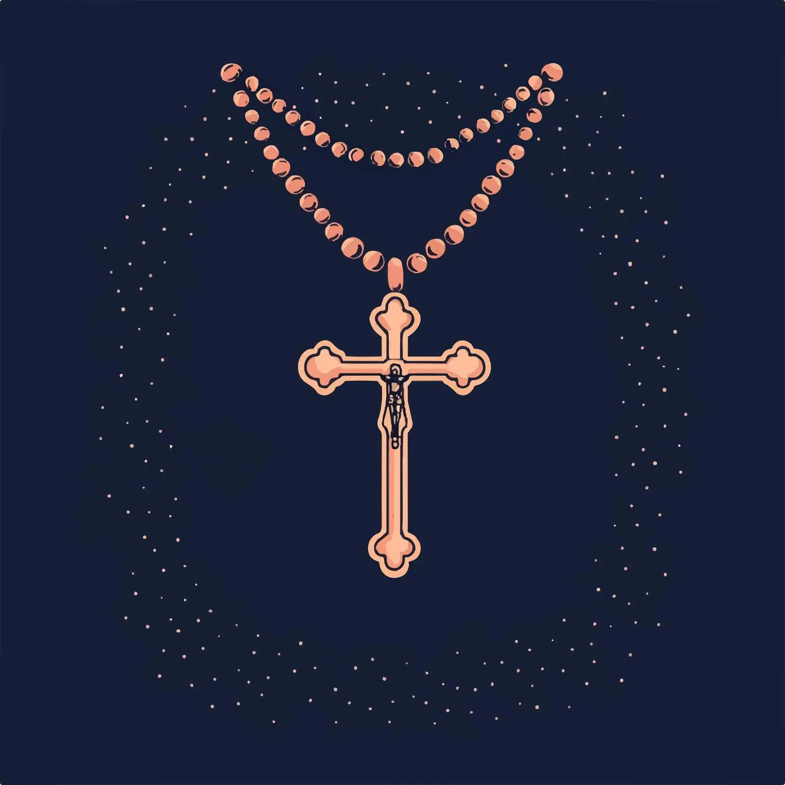 Flat Rosary Necklace Cross Icon Illustration — free download from Dotvec