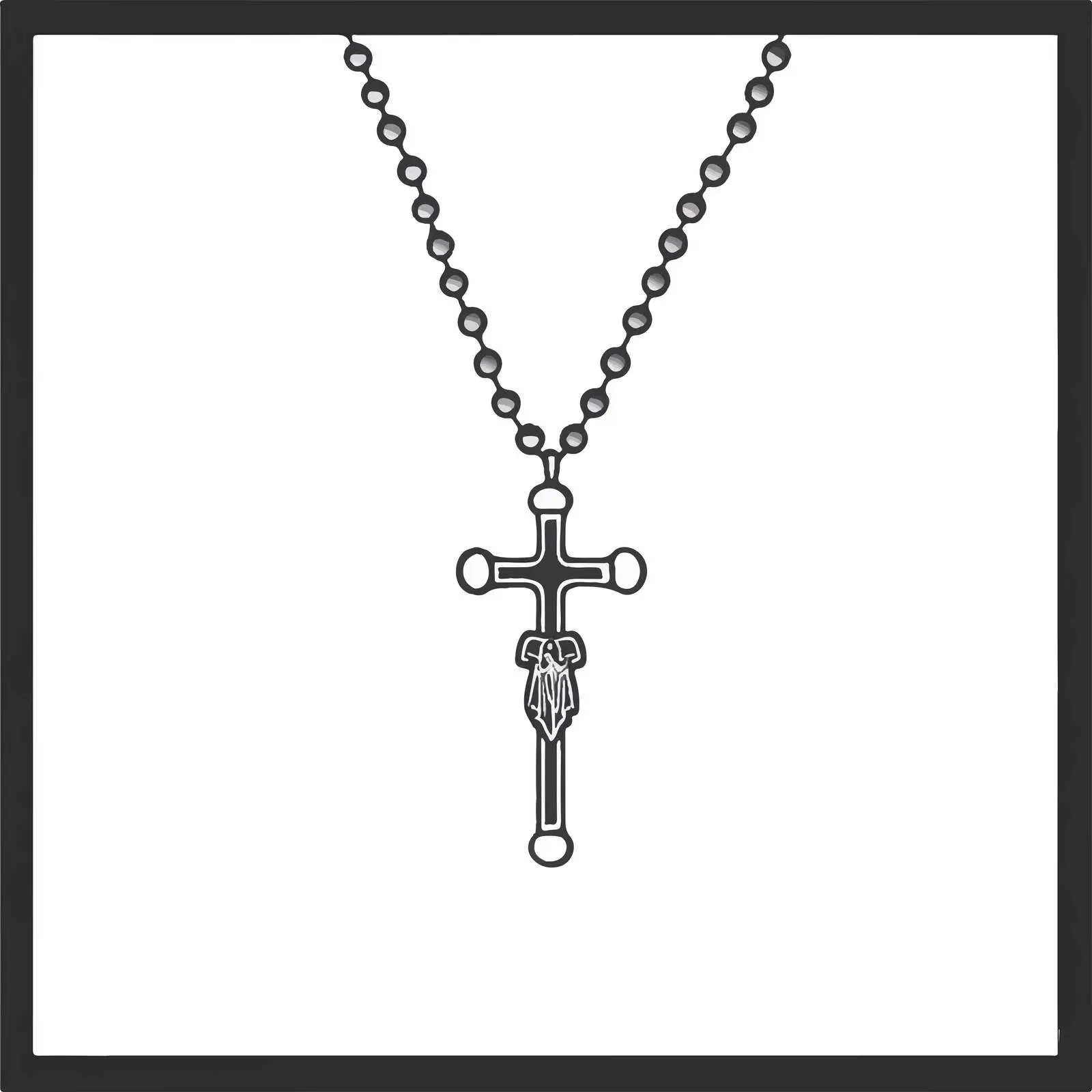 Flat Rosary Necklace Cross Icon Illustration — free download from Dotvec