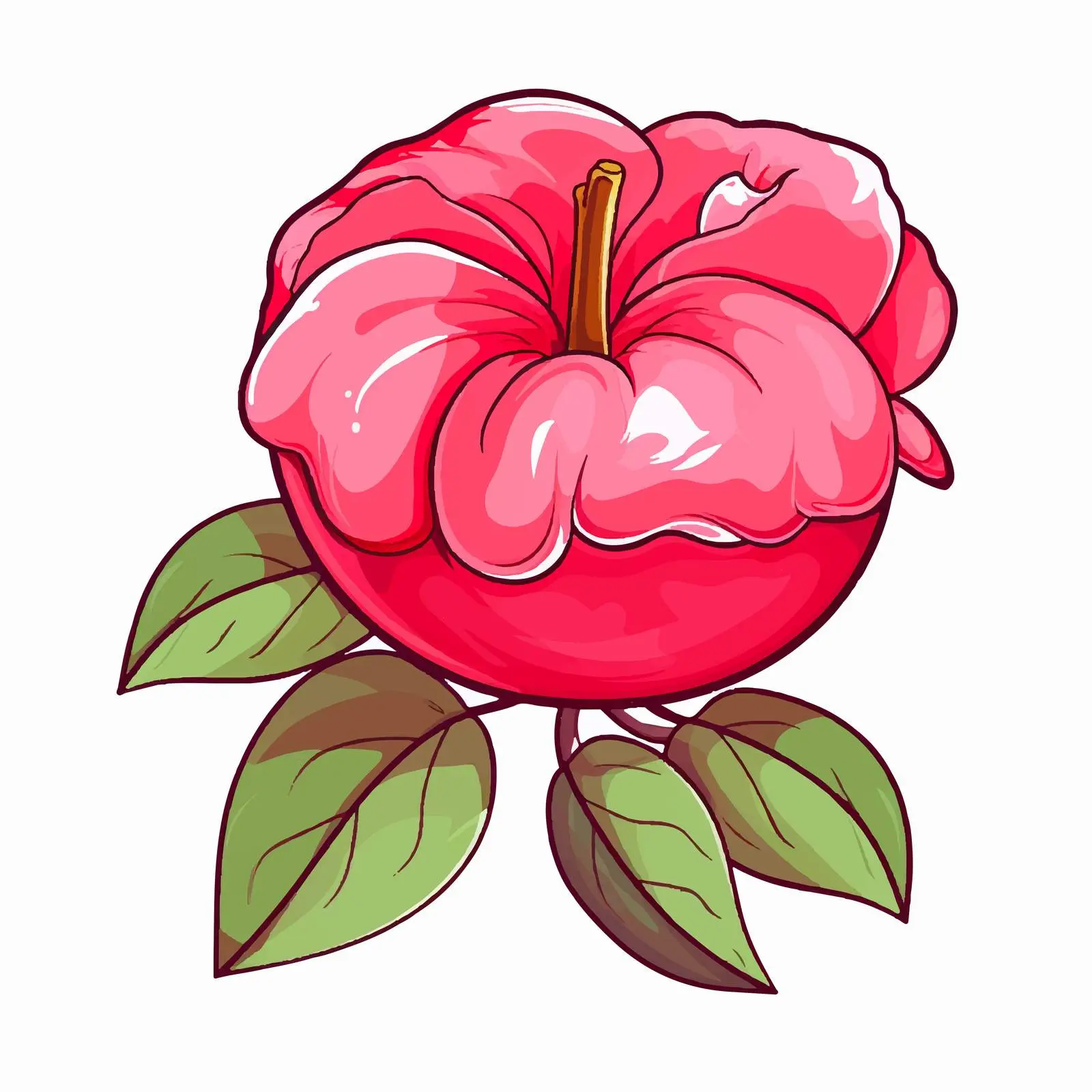 Rose Apple Line Vector Illustration on White Background — free download from Dotvec