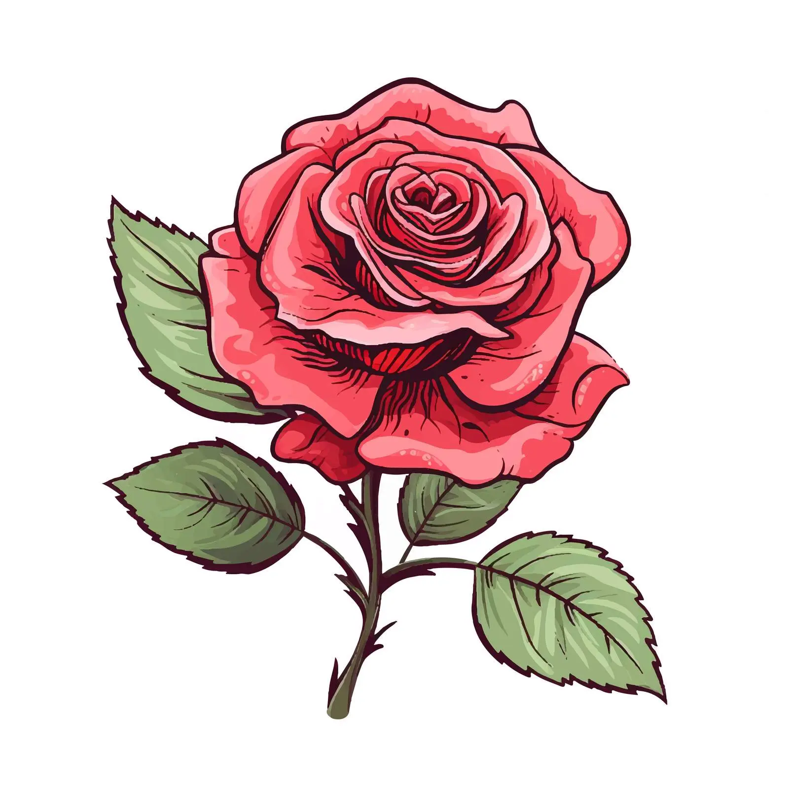 Rose Flower Line Vector Illustration on White Background — free download from Dotvec