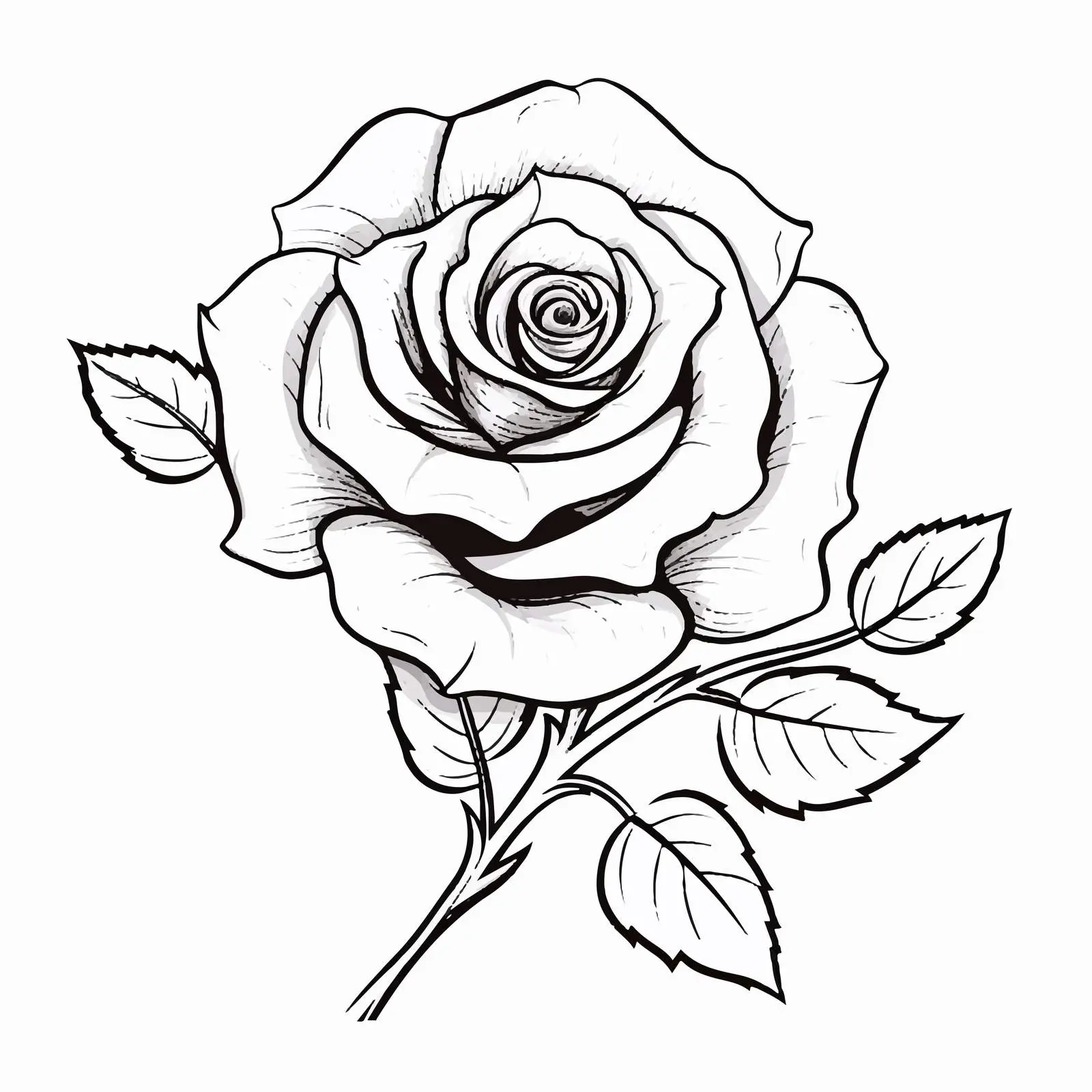 Rose Flower Line Vector Illustration on White Background — free download from Dotvec