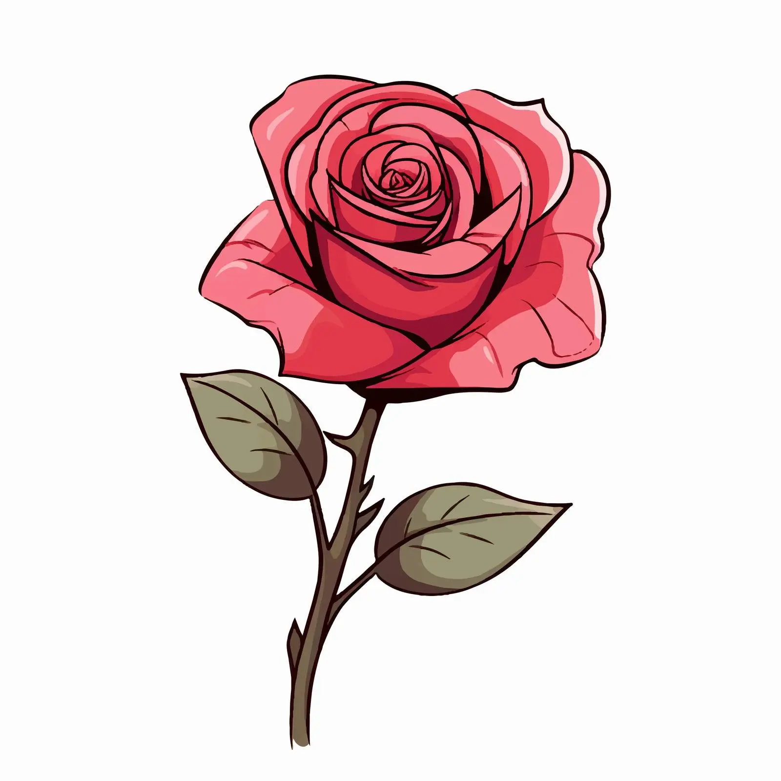 Cartoon Rose Line Vector Illustration — free download from Dotvec