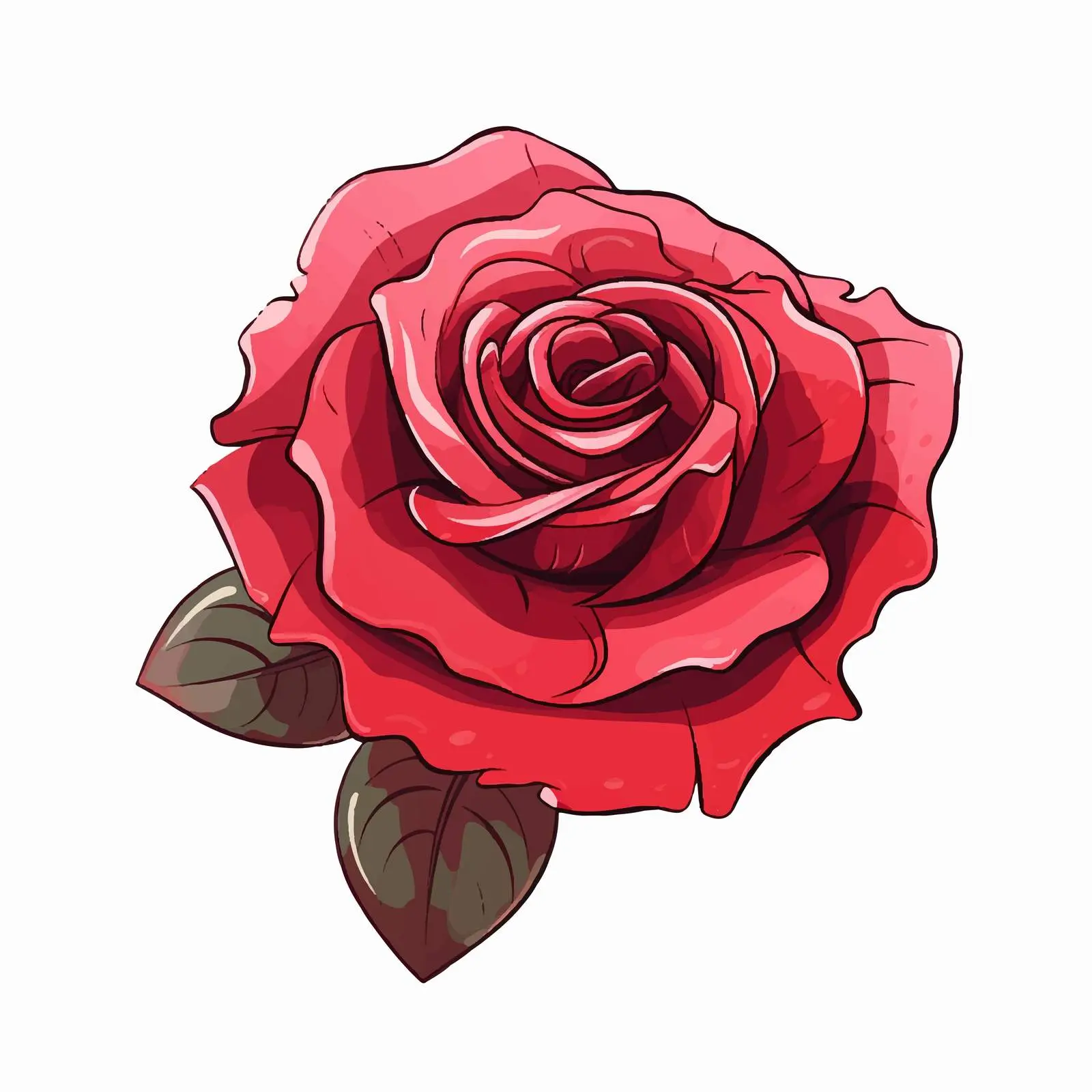 Cartoon Rose Line Vector Illustration — free download from Dotvec