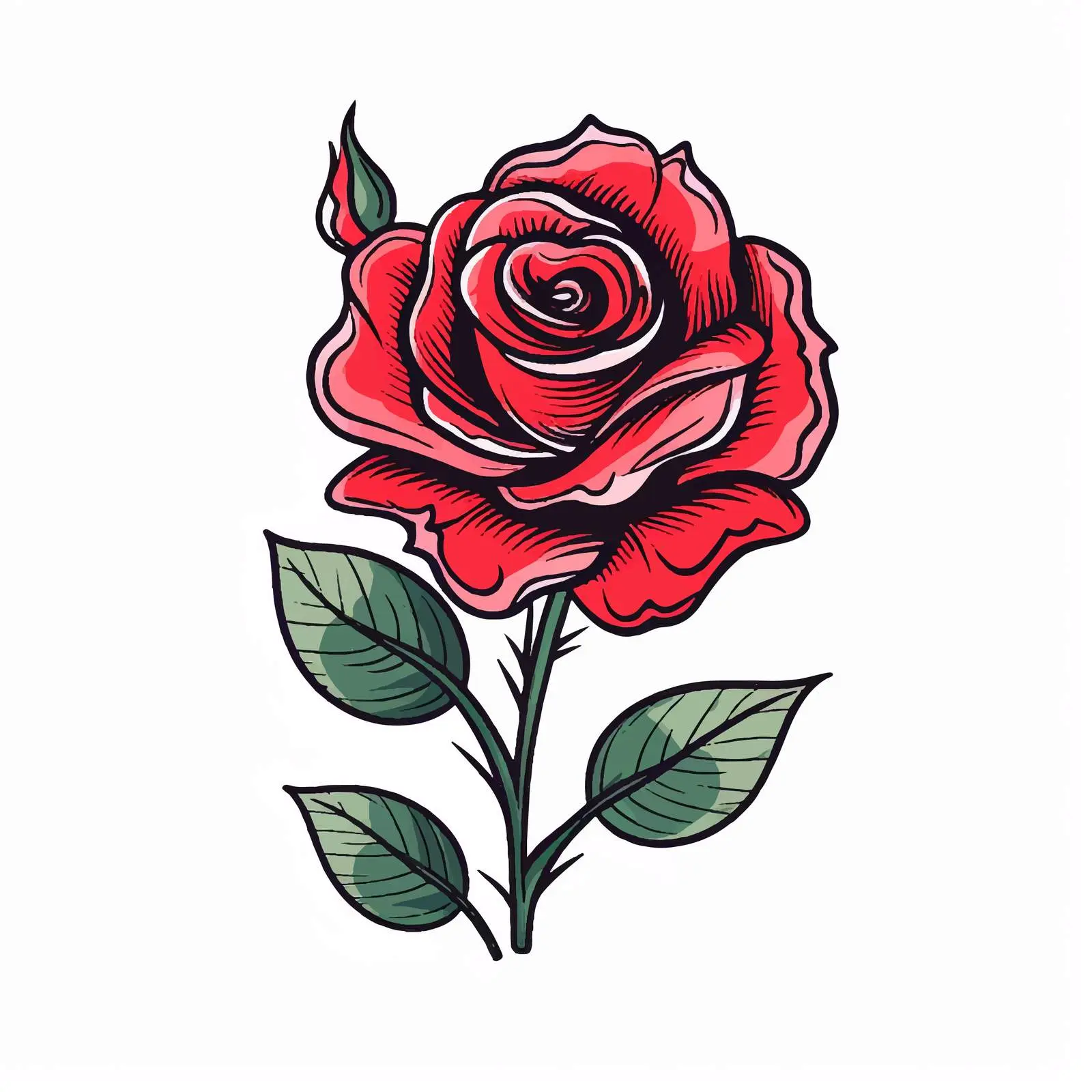 Cartoon Rose Line Vector Illustration — free download from Dotvec