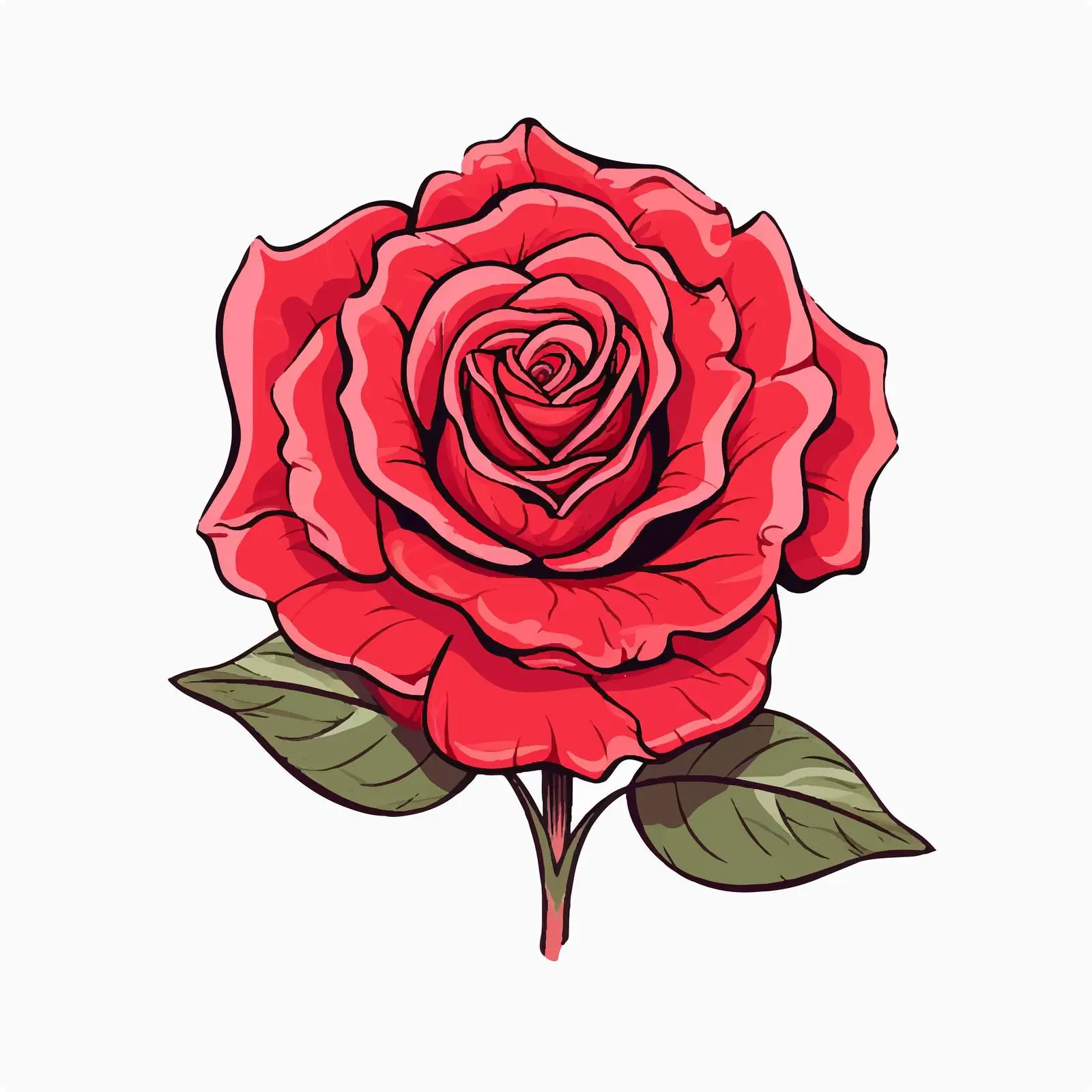 Line Art Rose Vector Illustration on White Background — free download from Dotvec