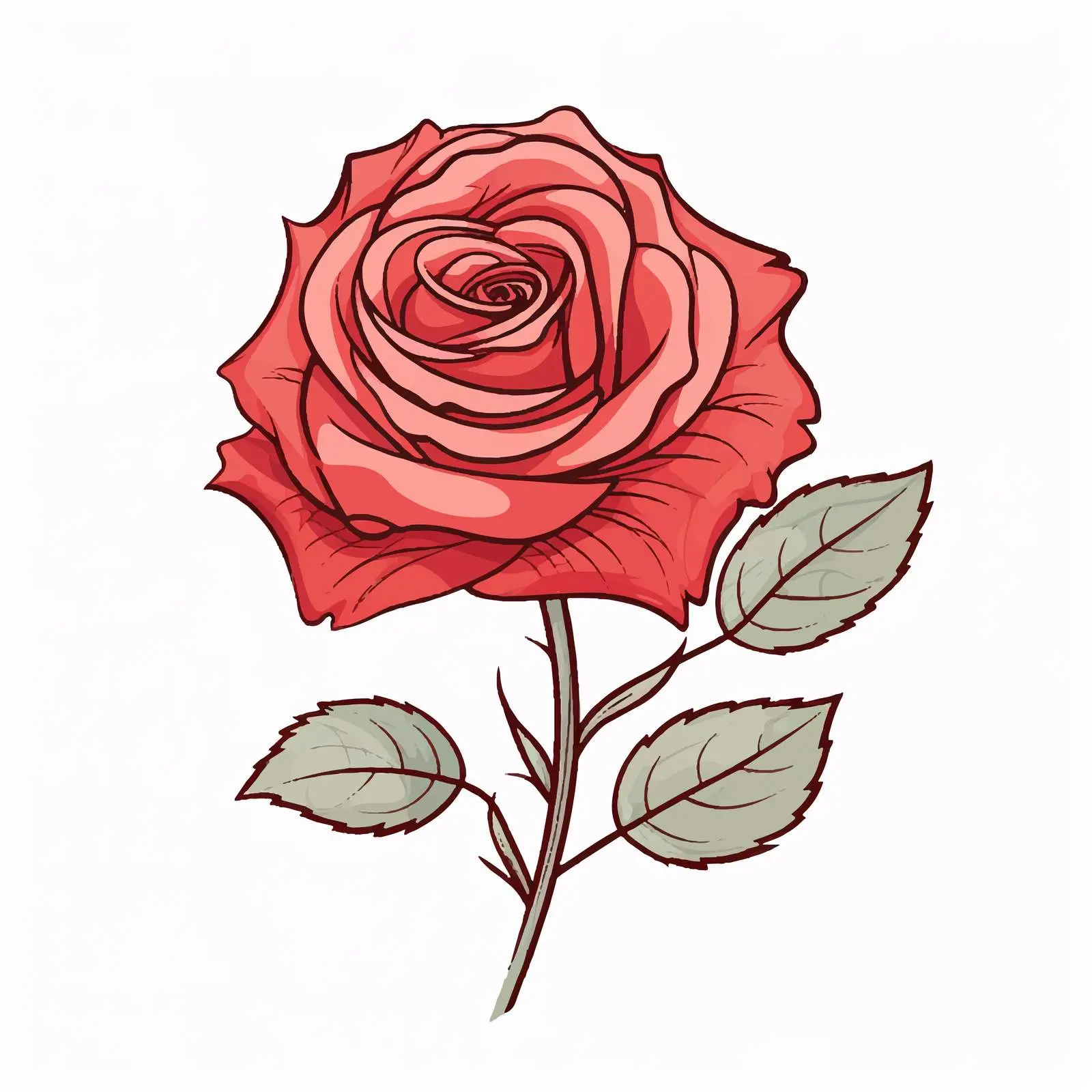 Rose Line Vector Illustration on White Background — free download from Dotvec