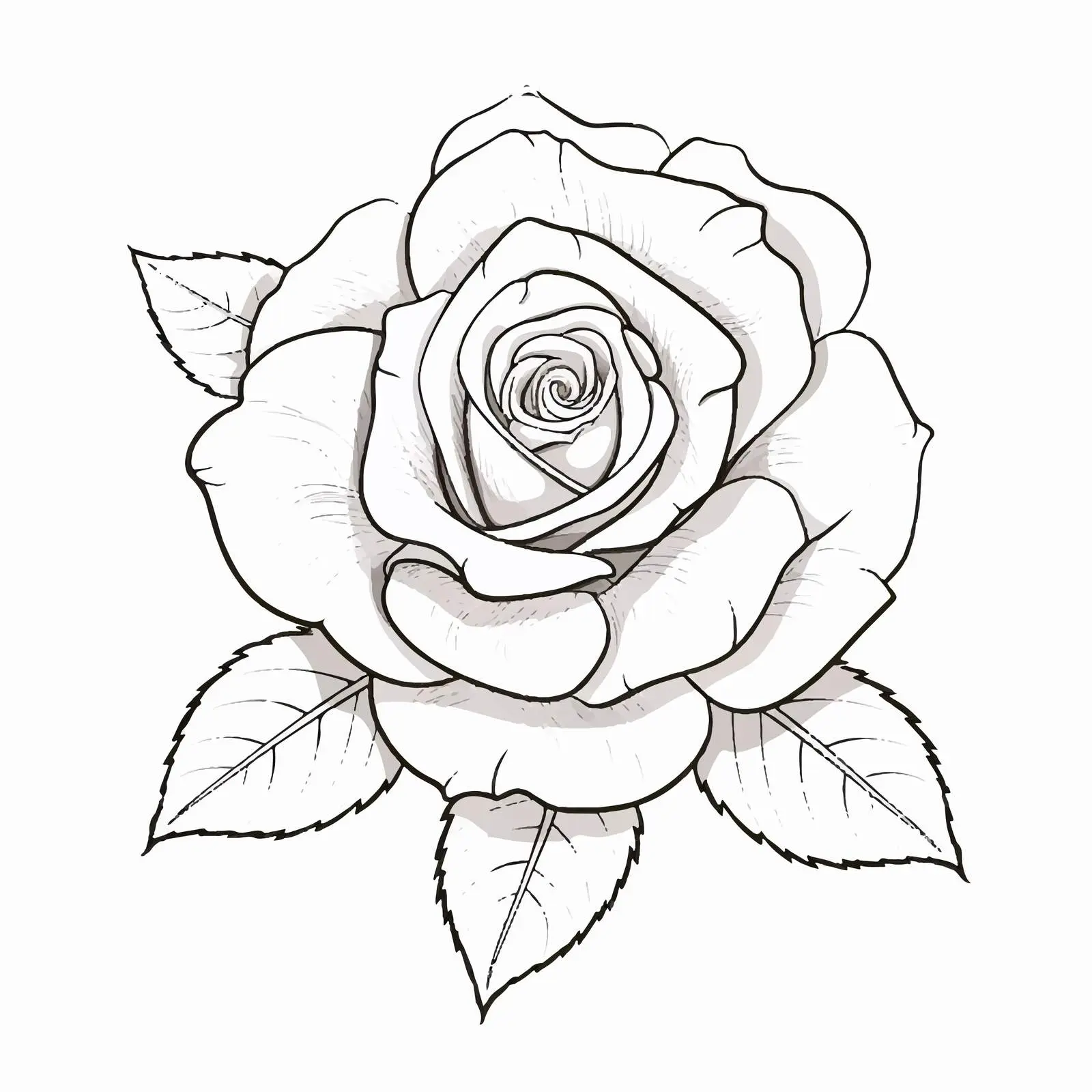 Rose Line Vector Illustration on White Background – free seamless patterns image from Dotvec