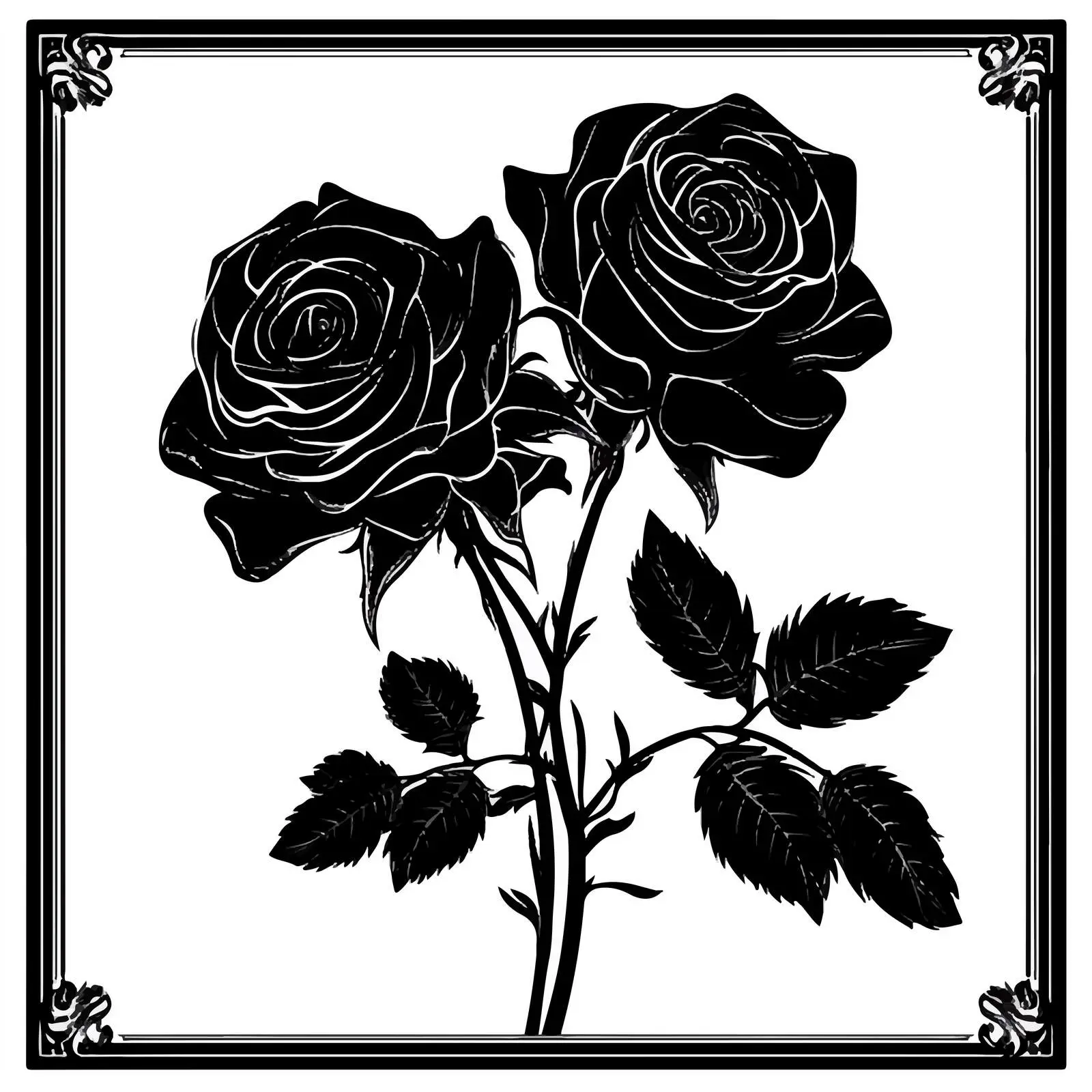 Black Silhouette of Roses Vector Illustration — free download from Dotvec