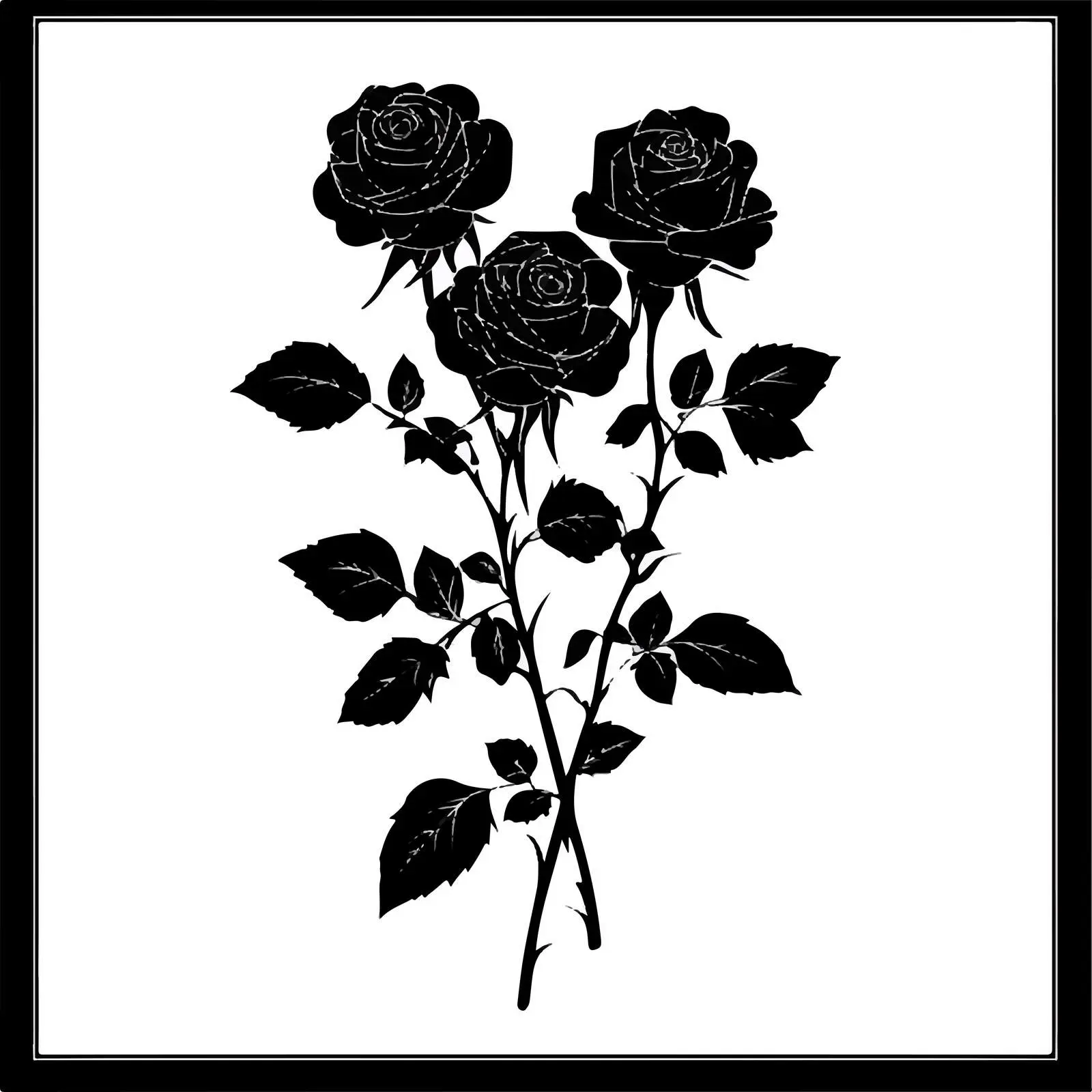 Black Silhouette Roses Vector Illustration — free download from Dotvec