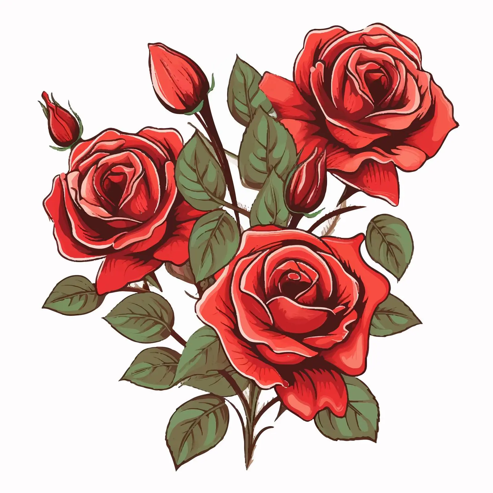 Isolated Roses Line Vector Illustration on White Background — free download from Dotvec